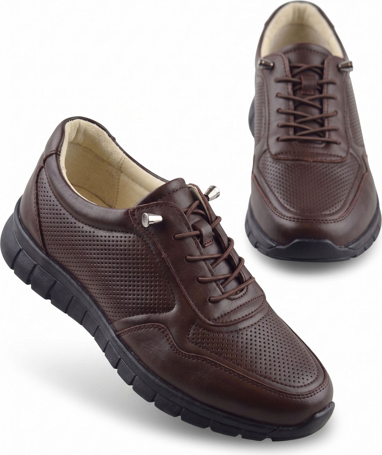 Albishoes Tam Ortopedik Hakiki Deri Kadın Anne Yumuşak Rahat Günlük Ayakkabı Konfor Kaymaz Taban görsel 4