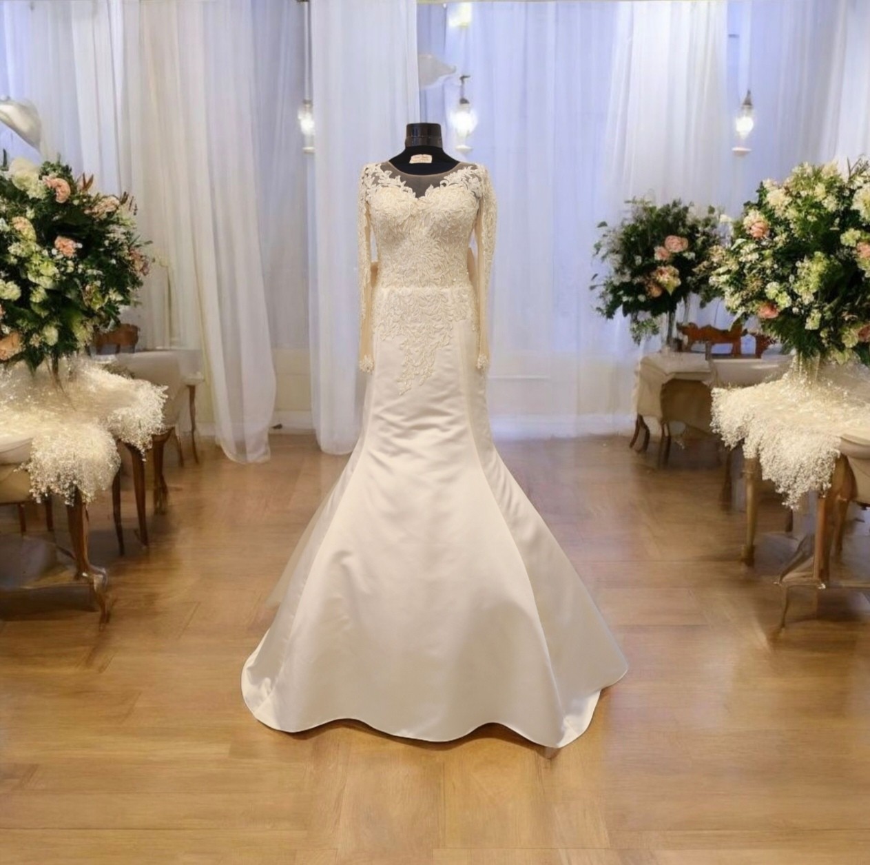 Gönül Moda Balık Etek Kristal Taş Işlemeli Gelinlik görsel 7