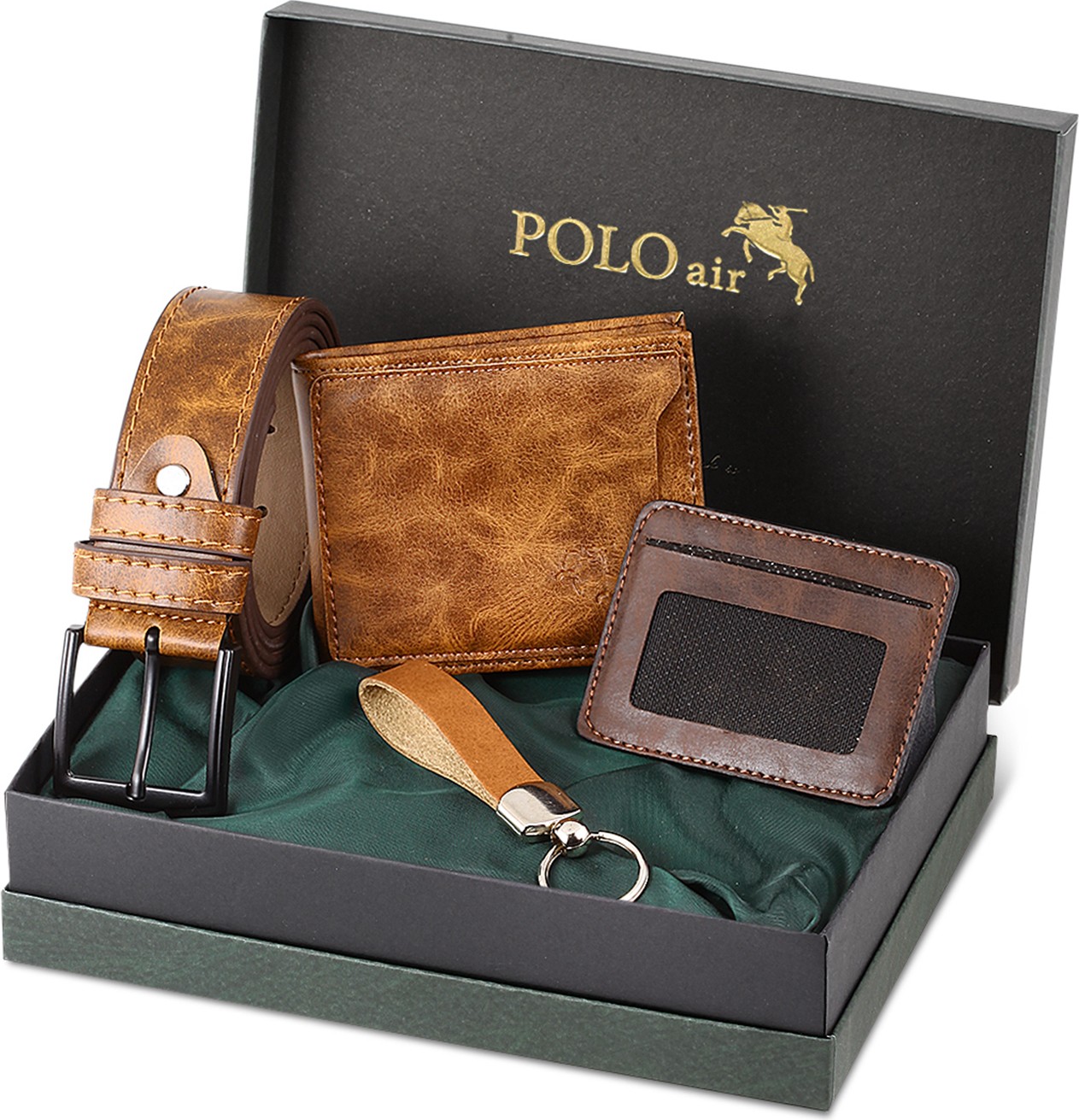 Polo Air Kutulu Erkek Kemer Cüzdan Kartlık Anahtarlık Seti Hm-08