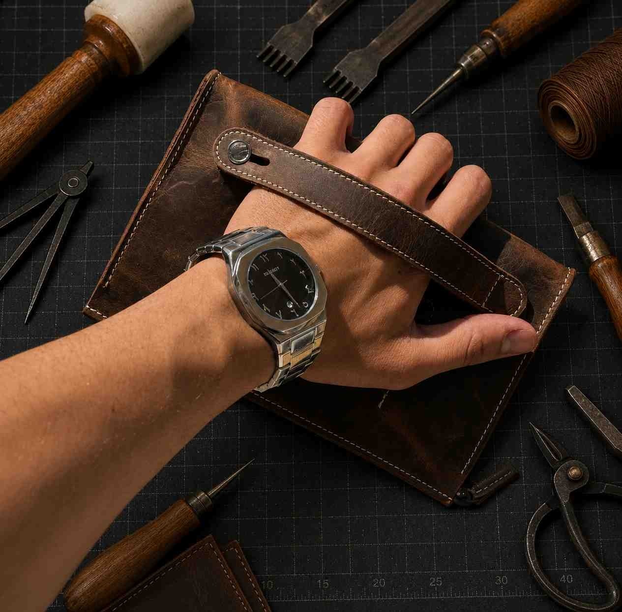 Vintage Leather Craft Hakiki Deri Erkek El Çantası görsel 5