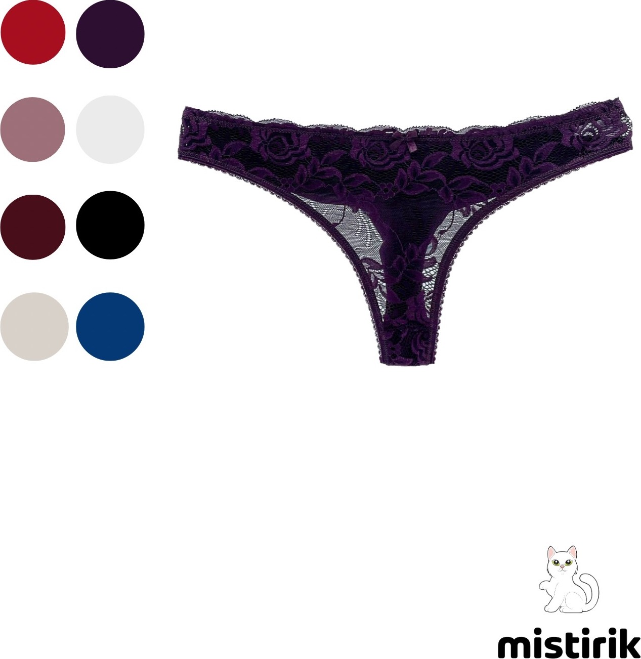 Mistirik Masara Model Dantelli Yumuşak Kumaşlı String Tanga Ekru Renk