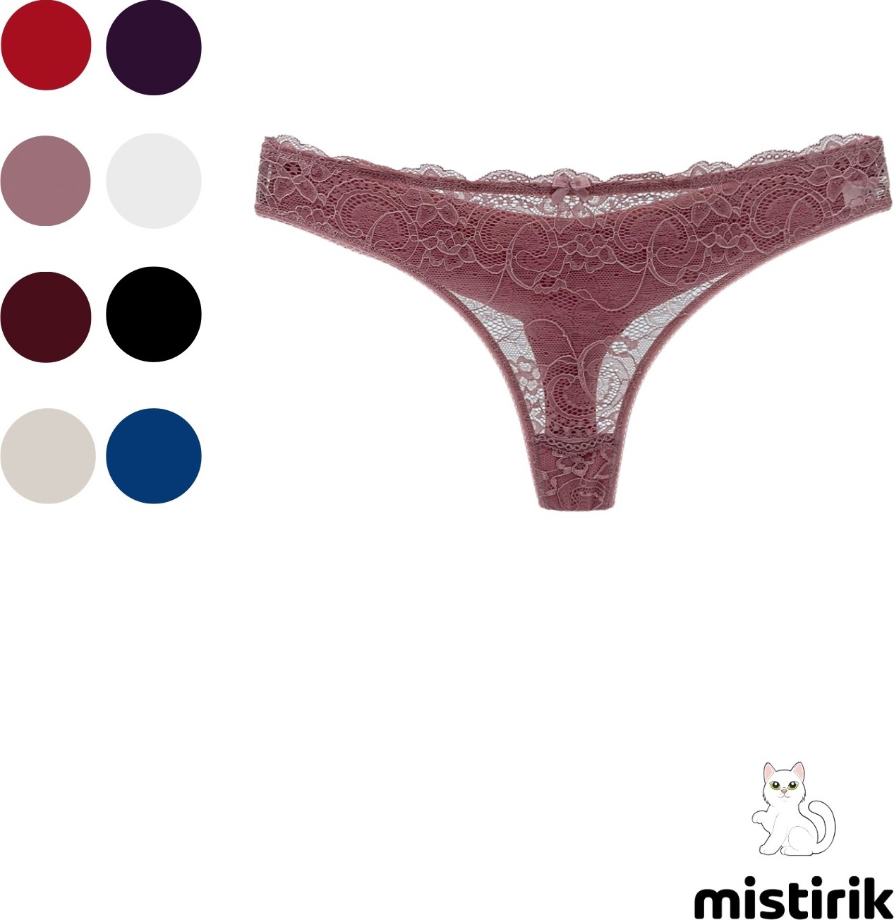 Mistirik Masara Model Dantelli Yumuşak Kumaşlı String Tanga Ekru Renk