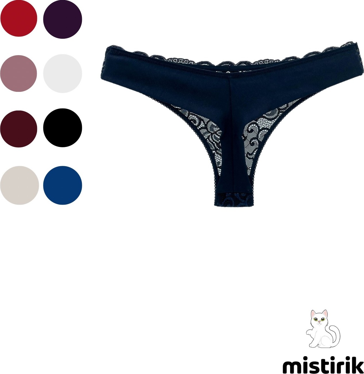 Mistirik Masara Model Dantelli Yumuşak Kumaşlı String Tanga Ekru Renk görsel 8