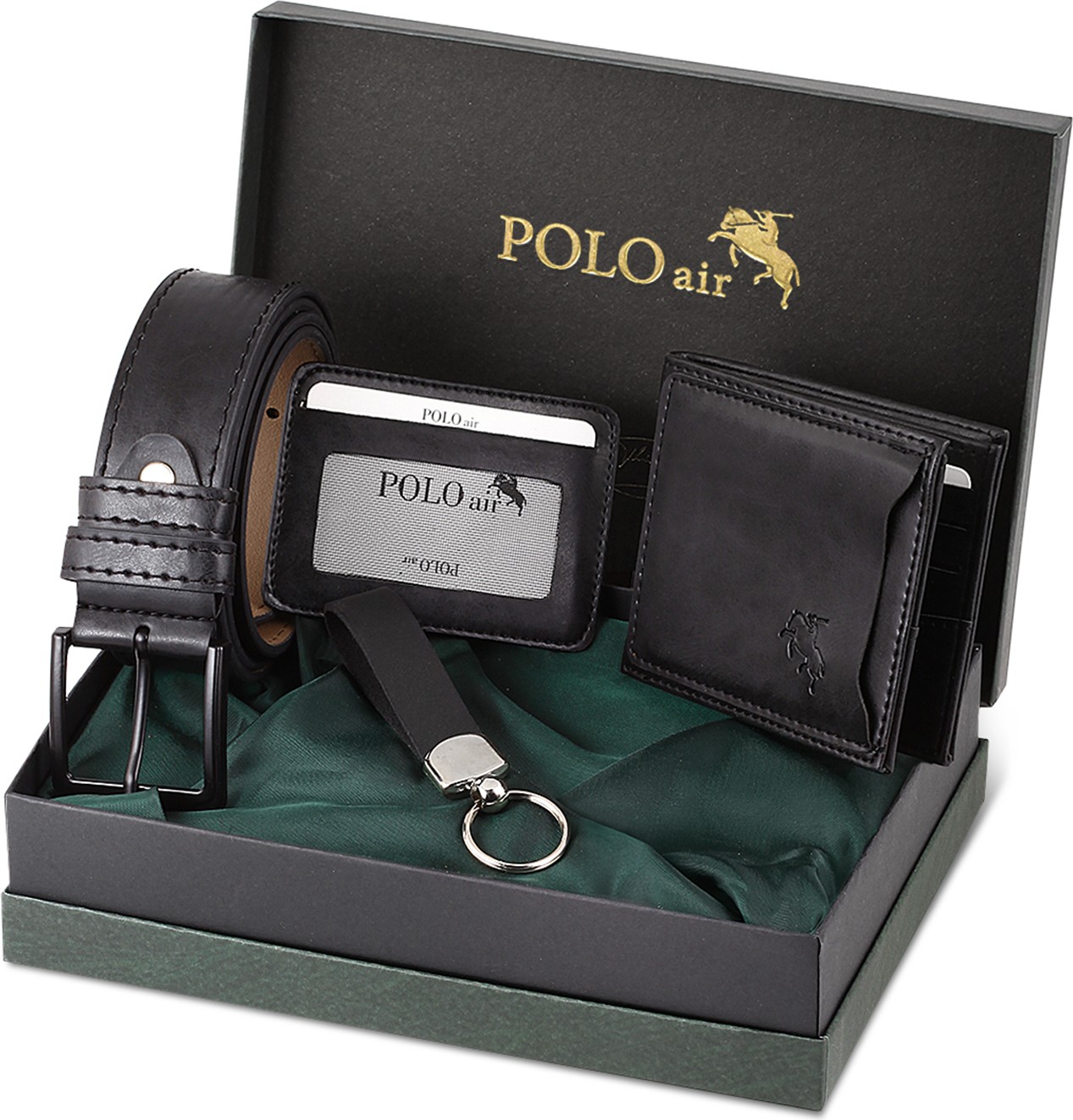 Polo Air Kutulu Erkek Kemer Cüzdan Kartlık Anahtarlık Seti Hm-08