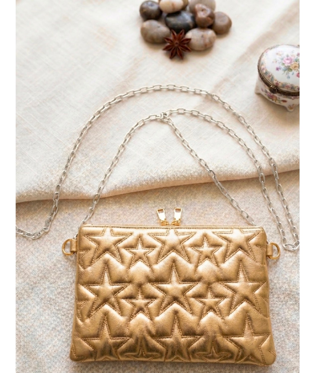 Addy Celestial Star Bag Yıldızlı Zincir Askılı El ve Omuz Çantası görsel 8