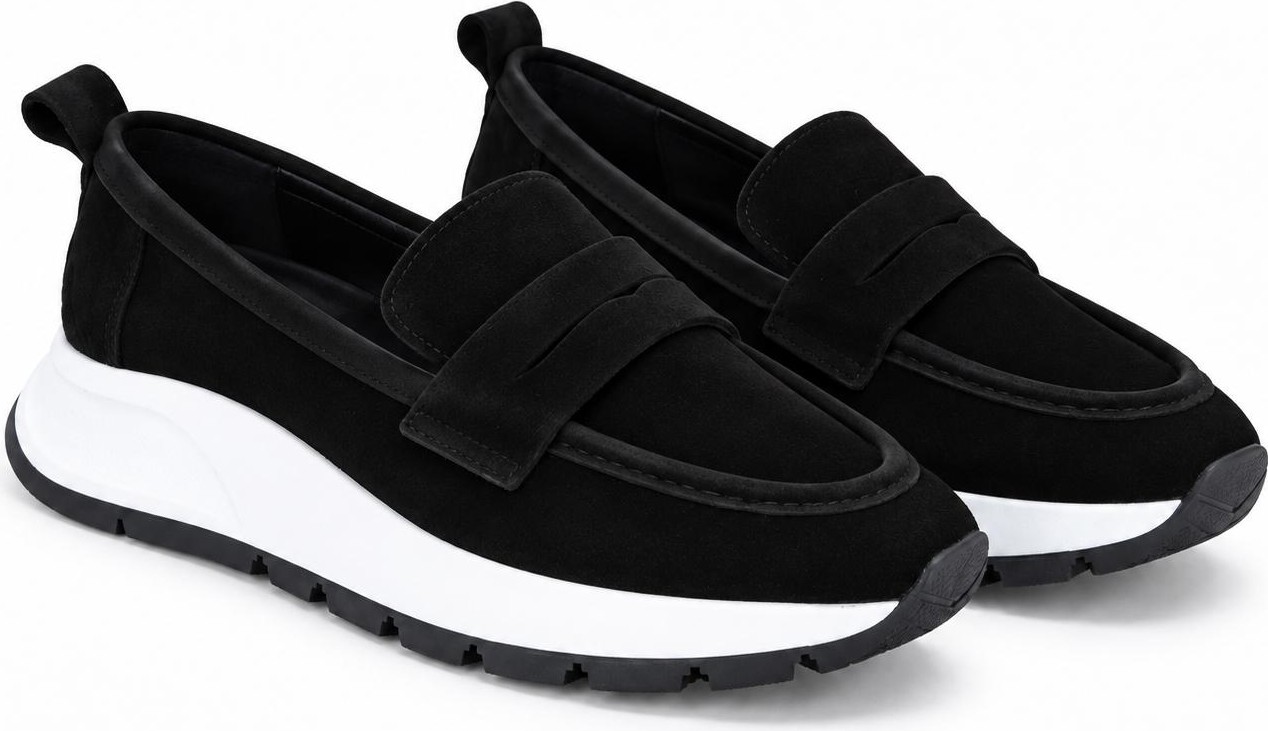 Butik Noble Shoes Hakiki Süet Deri Siyah Kadın Loafer