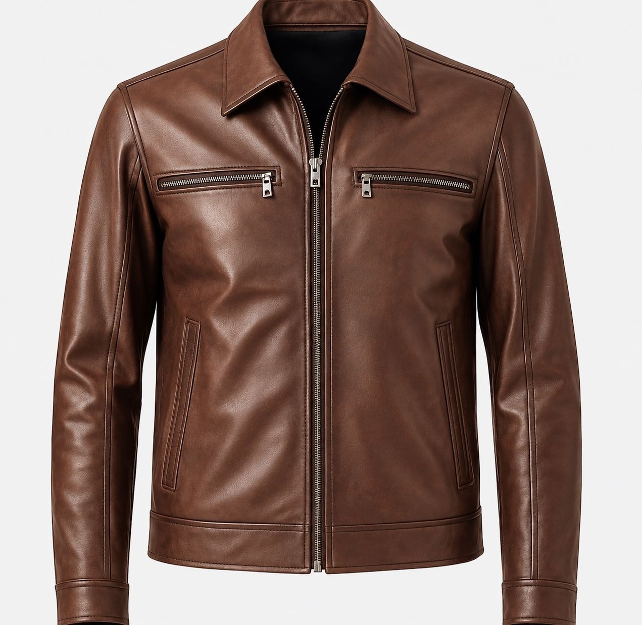 Derimontaya Siyah Erkek Hakiki Kuzu Deri Bebe Yakalı Mont Ceket