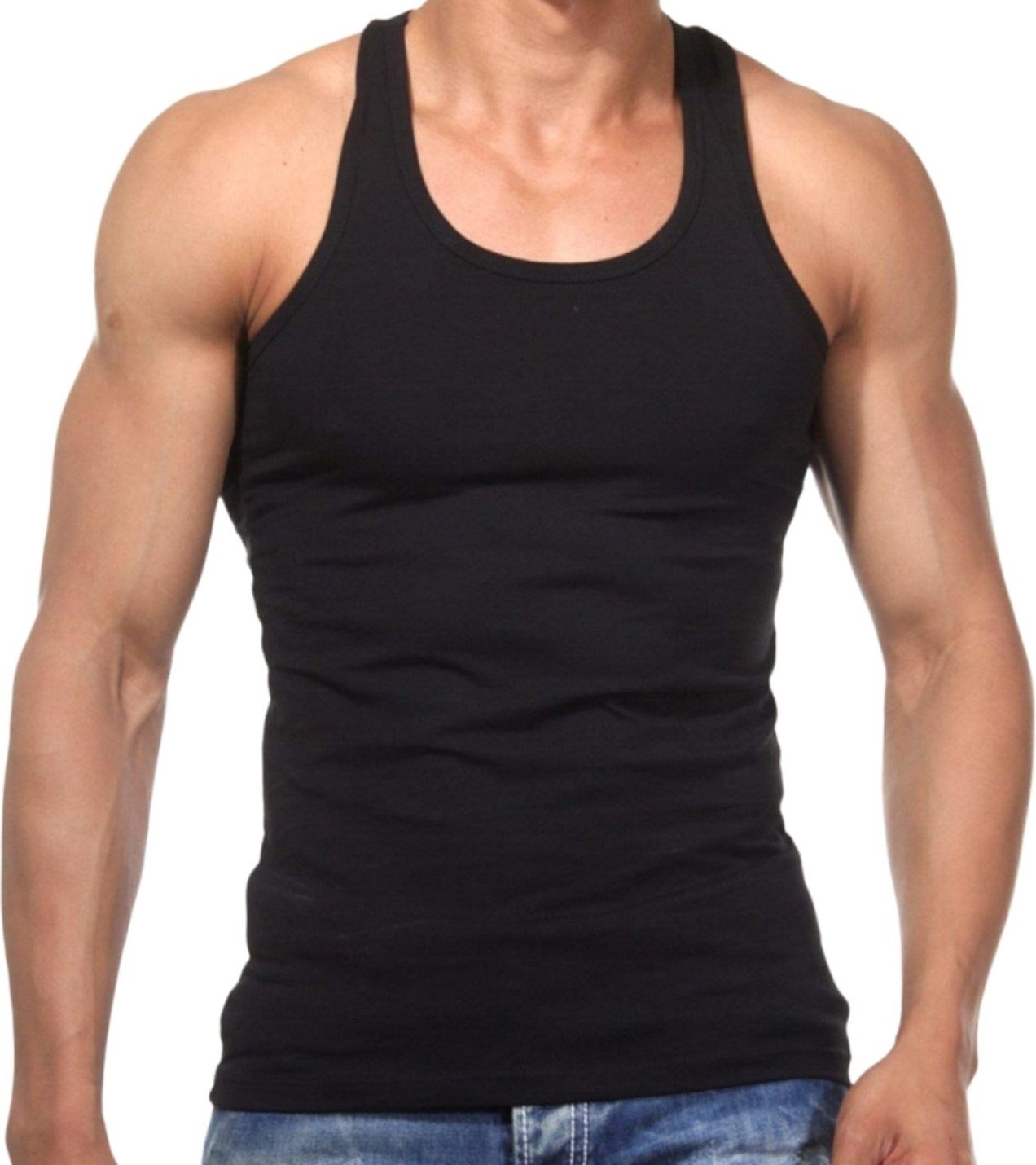 Maruf Shop 3 Adet Erkek Slim Fit Dar Kalıp Likralı Penye Sporcu Atleti(Rambo Atleti)