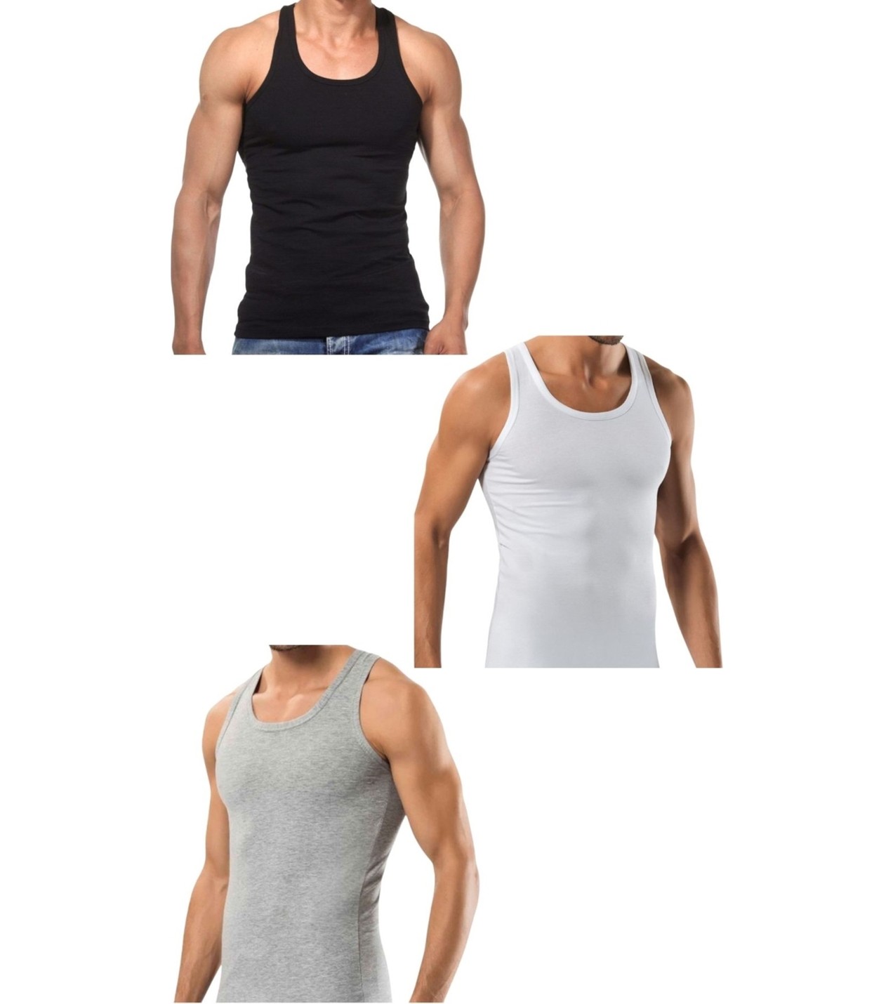 Maruf Shop 3 Adet Erkek Slim Fit Dar Kalıp Likralı Penye Sporcu Atleti(Rambo Atleti) görsel 2