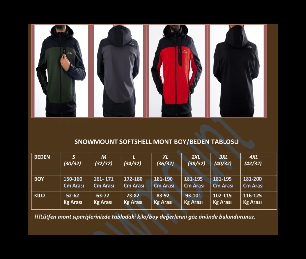Snowmount Siyah Renk Trail Softshell Su İtici Rüzgar Geçirmez Kapüşonlu Ceket Mont görsel 4
