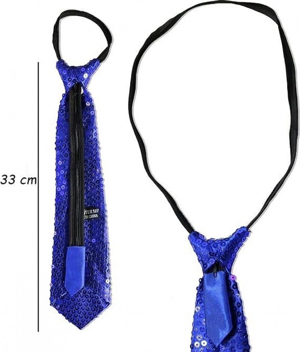 Marsilyan ™- Mavi Pul Payetli Işıltılı Parti Kravatı 33 cm görsel 2