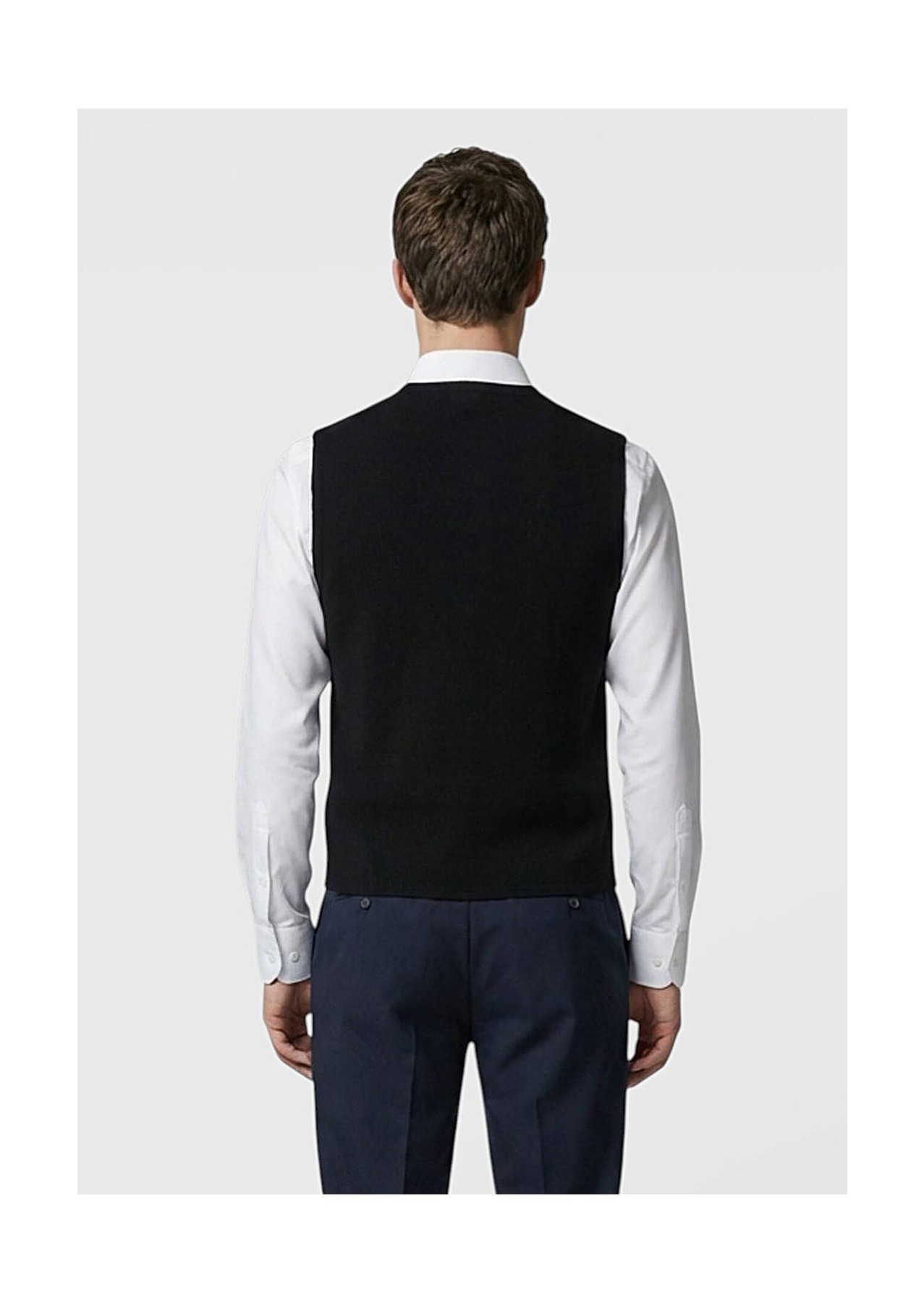 Ramsey Siyah Regular Fit V Yaka Casual Örme Triko Yelek görsel 3
