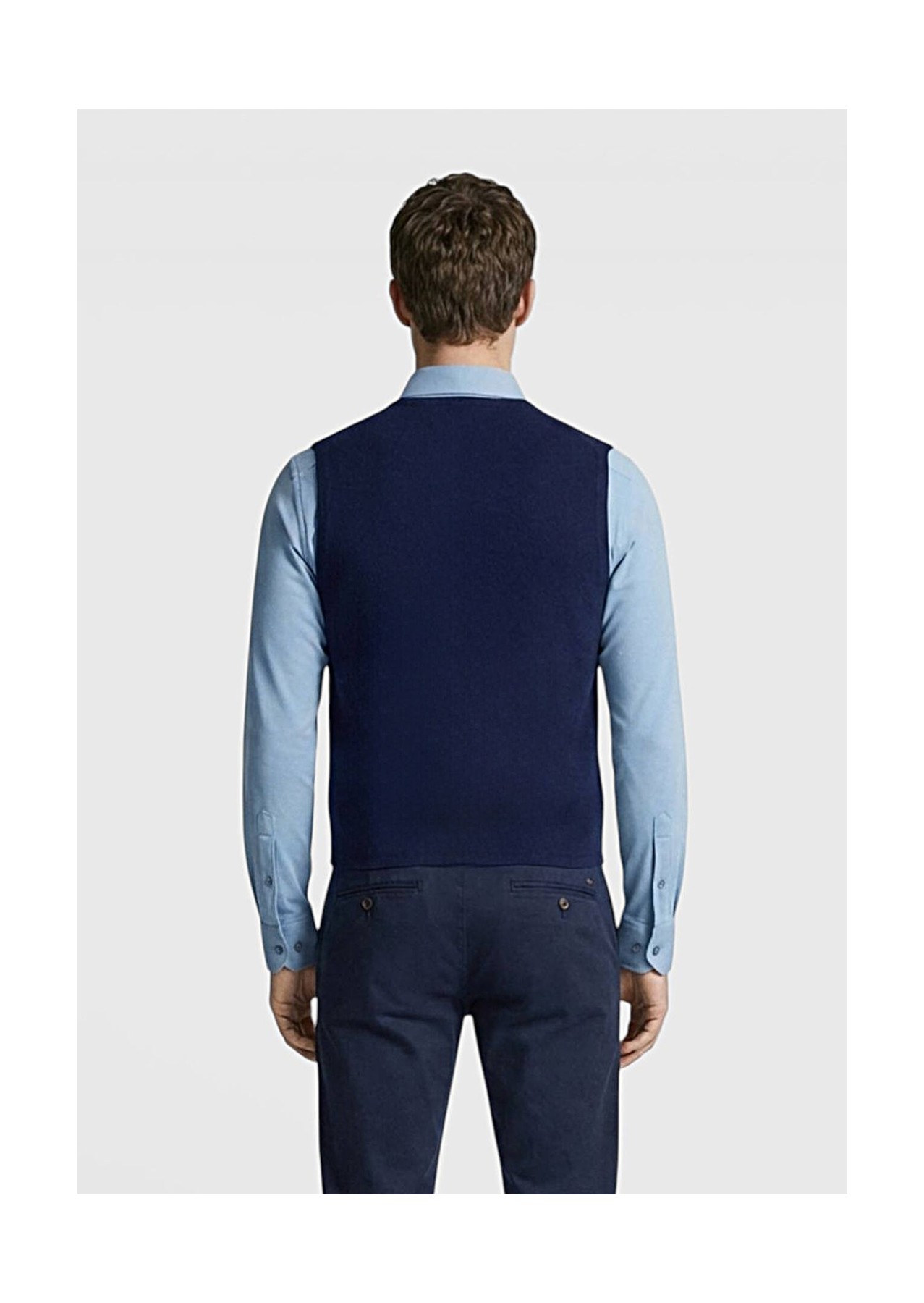 Ramsey Lacivert Regular Fit V Yaka Casual Örme Triko Yelek görsel 2