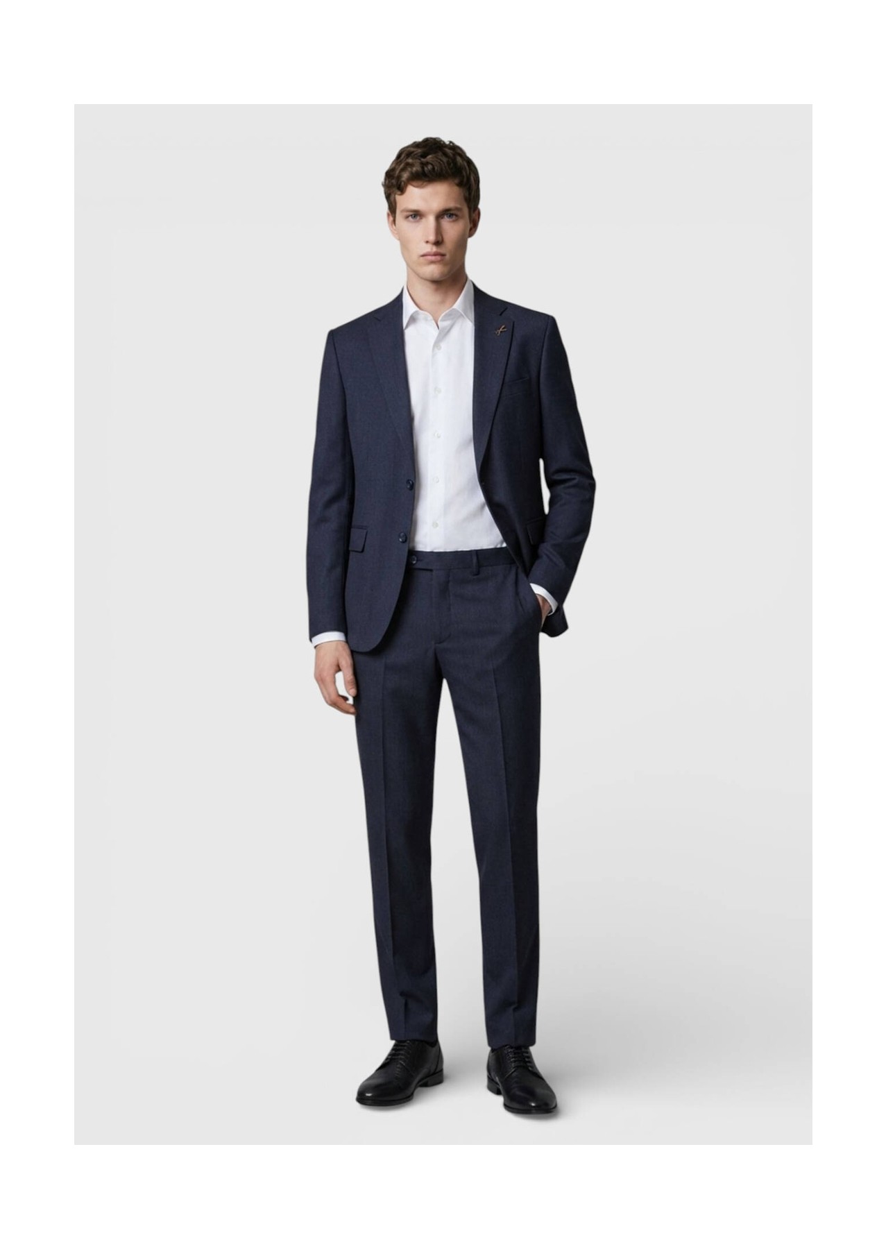 Ramsey Antrasit Düz Modern Fit %100 Yün Takım Elbise