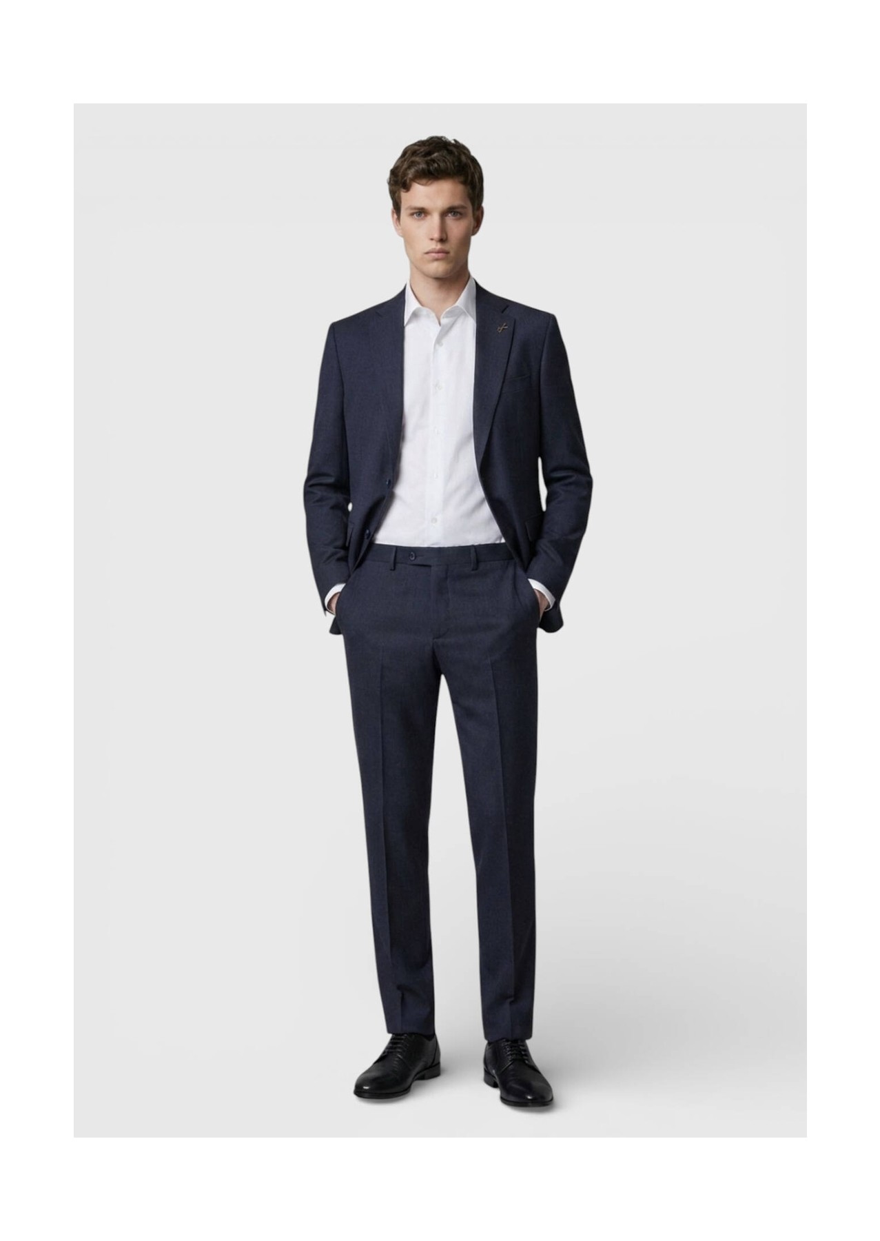 Ramsey Antrasit Düz Modern Fit %100 Yün Takım Elbise görsel 3