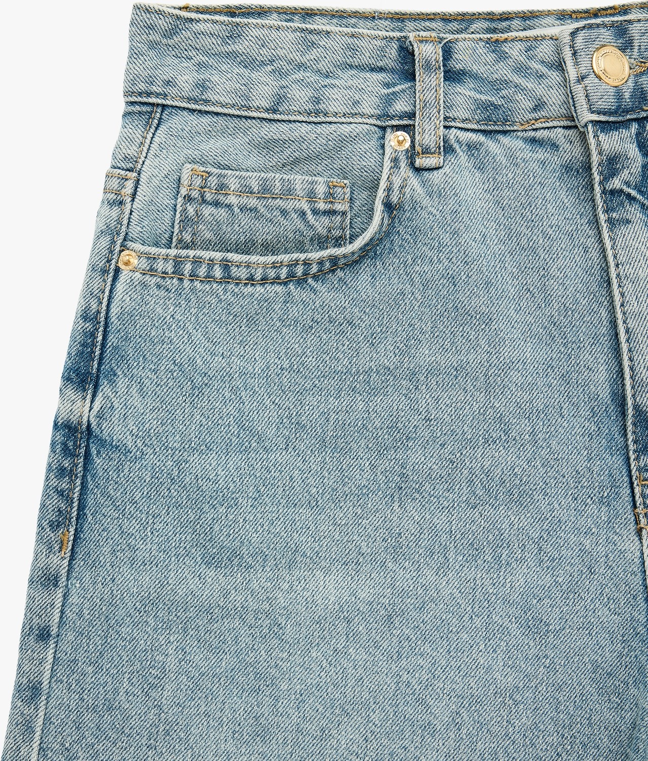 Koton Pamuklu Rahat Kalıp Duble Paça Mini Denim Şort görsel 6