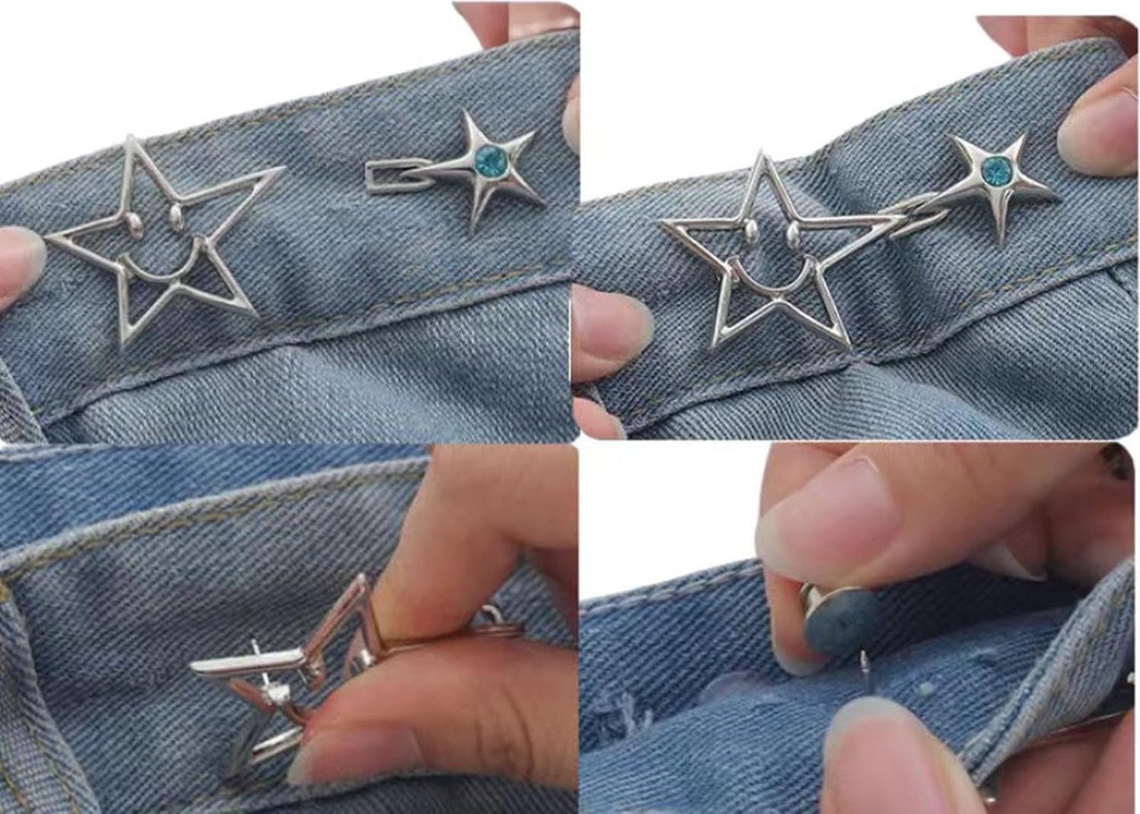 Gucso Pantolon Bel Daraltıcı Çıtçıt, Yıldız ve Gülen Yüz Motifli Kemer Aparatı, Kemer, Aparat, görsel 5
