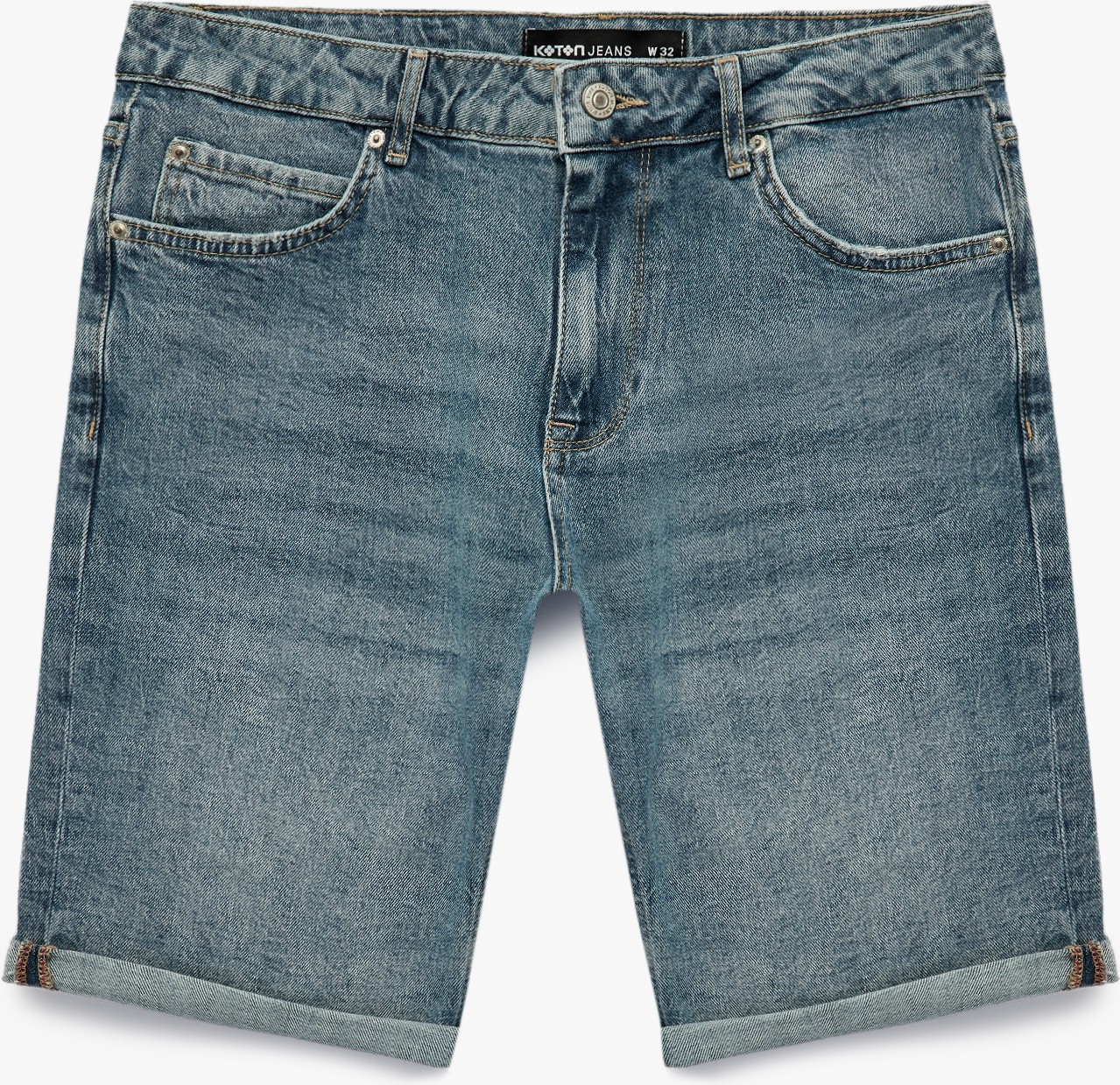 Koton Pamuklu Normal Bel Cepli Slim Fit Jean Şort görsel 5