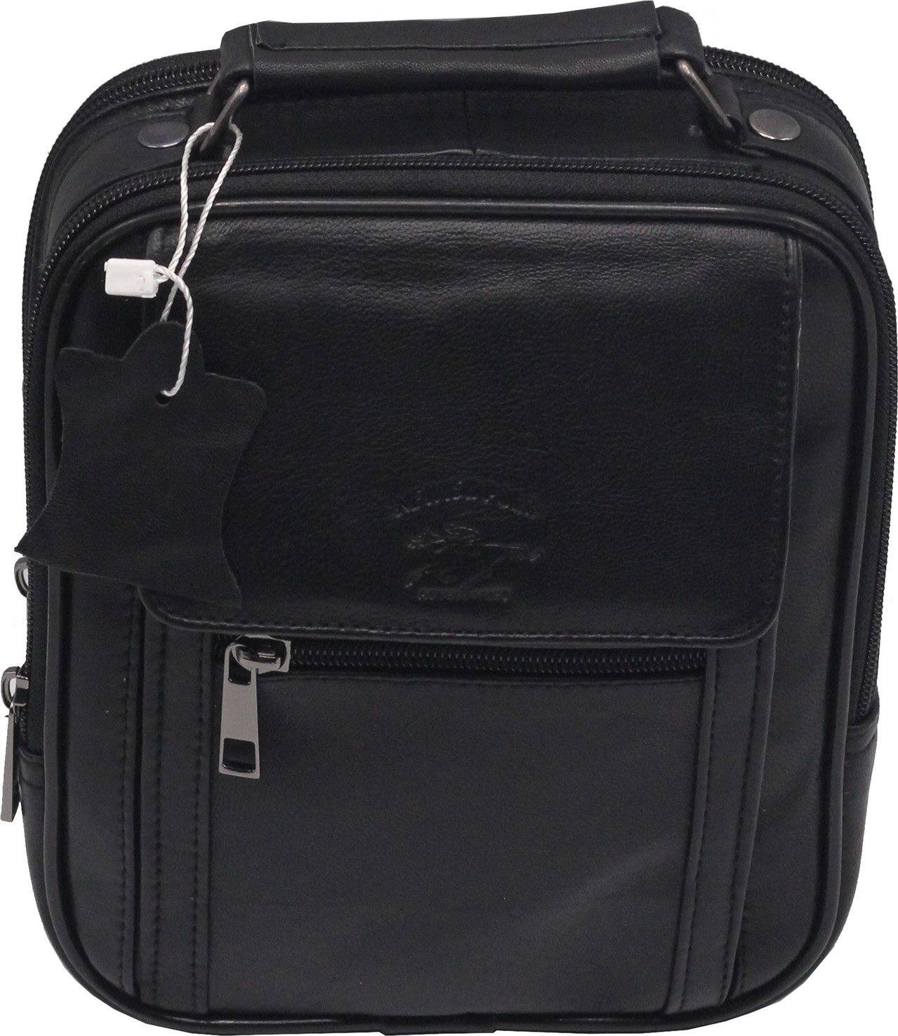 Newish Polo Hakiki Deri Siyah Erkek El Omuz Çantası Uzun Askılı Günlük Kullanım İçin Tasarlandı görsel 2