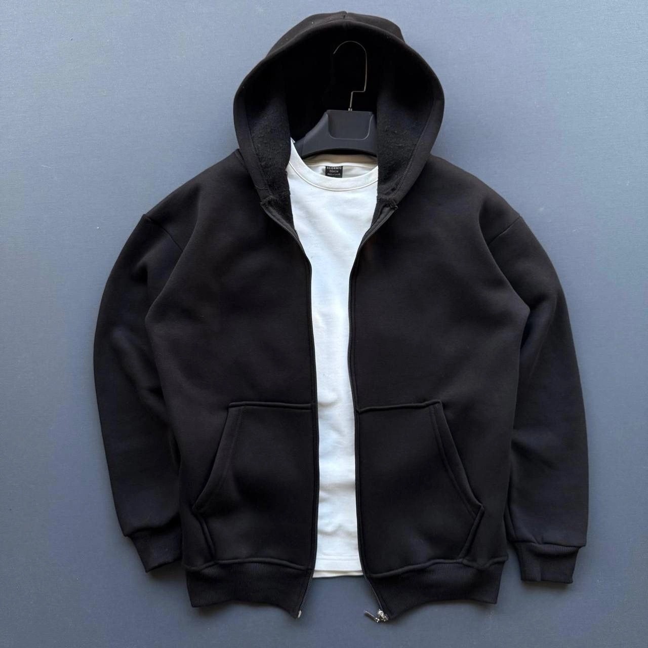 Beruflic Kadın 3 Iplik Şardonlu Tam Fermuarlı Kapüşonlu Arka Çanta Detaylı Sweatshirt - Siyah görsel 5