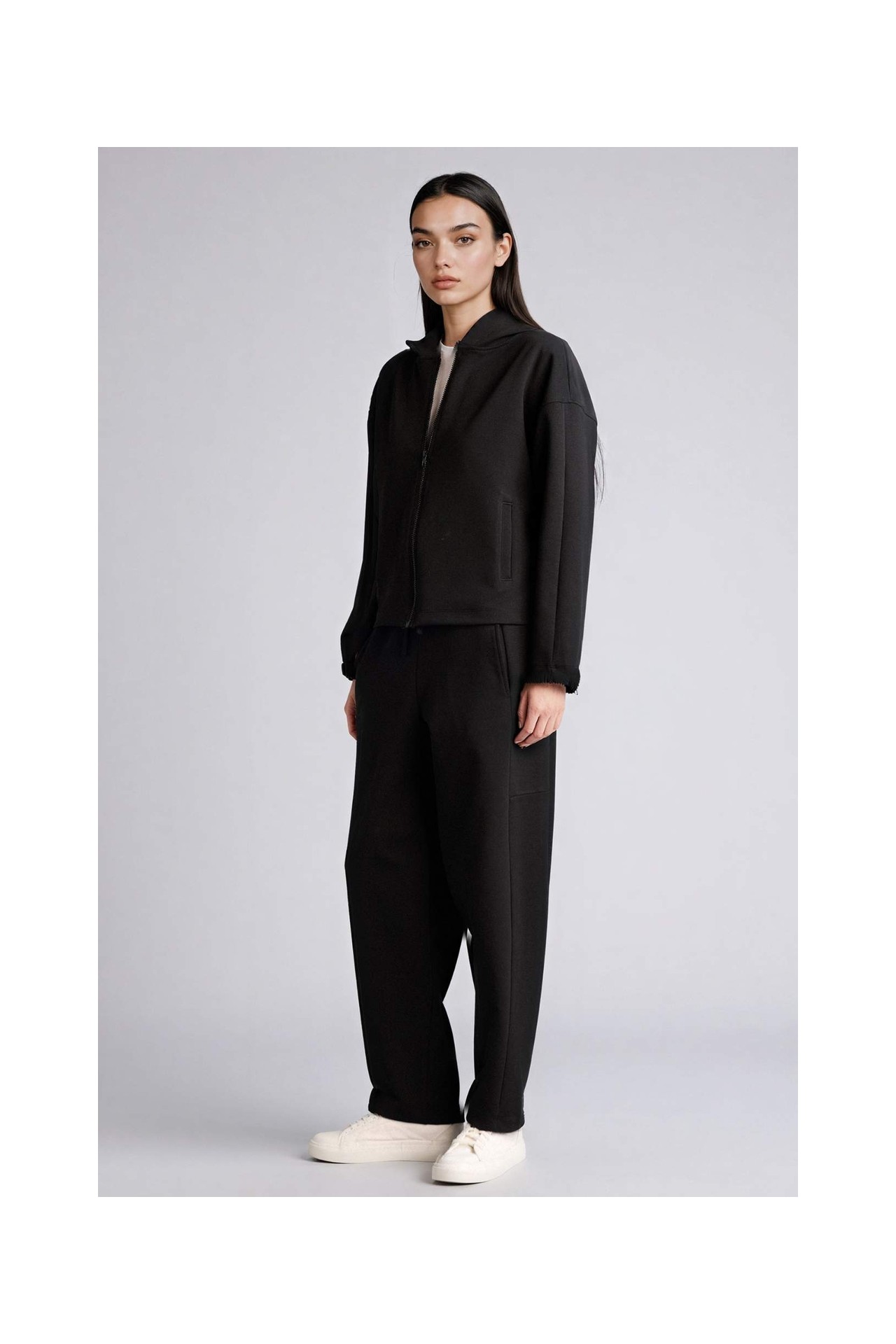 DeFacto Baggy Fit Basic Düz Skuba Dalgıç Kumaş Pantolon G8157AX26SP görsel 2