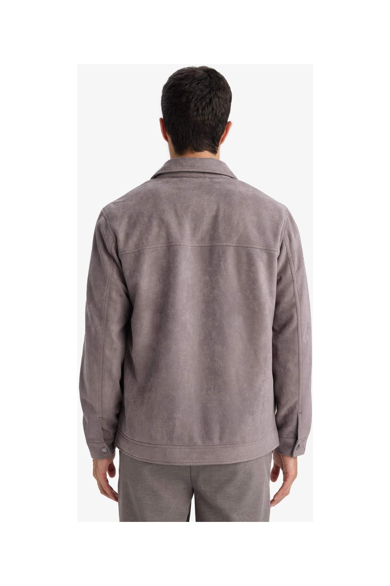 DeFacto Ultra Yumuşak Regular Fit Polo Yaka Astarlı Fermuarlı Süet Mont F7871AX26SP görsel 6