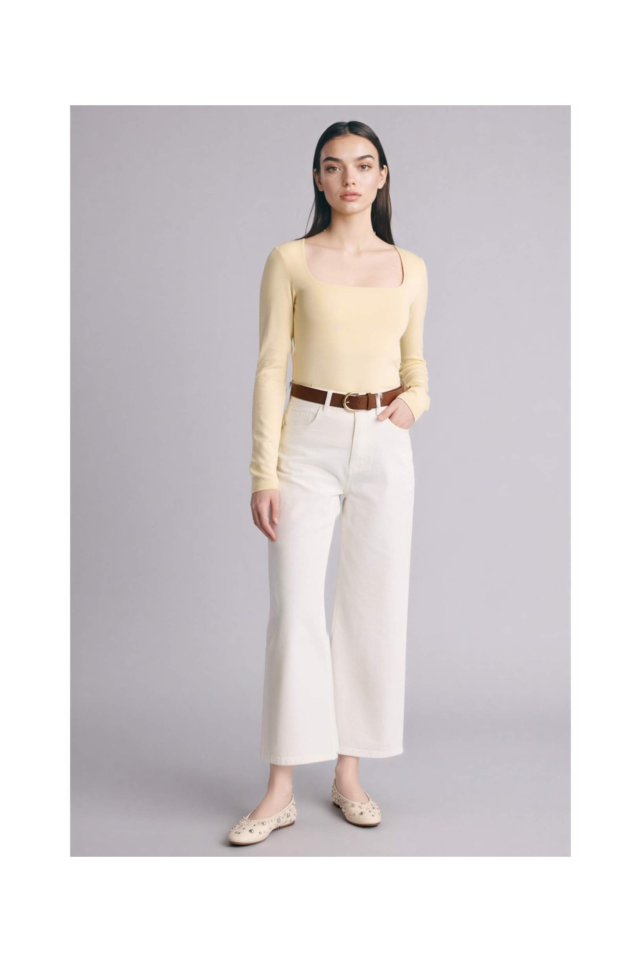 DeFacto Slim Fit Kare Yaka Basic Düz Modal Uzun Kollu Tişört G8527AX26SP görsel 7