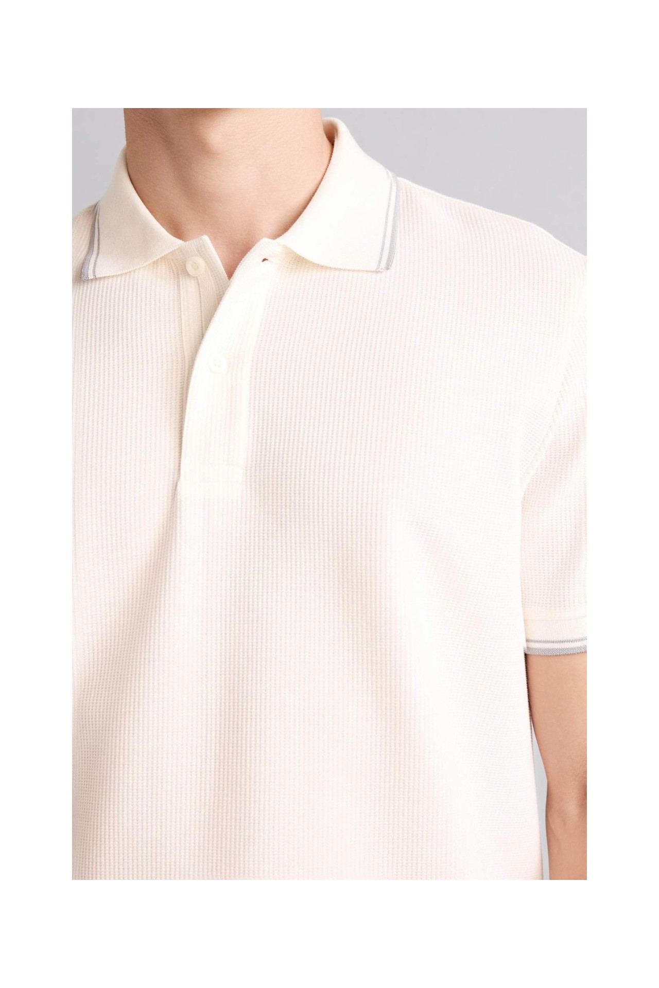 DeFacto Pamuklu Regular Fit Waffle Kısa Kollu Polo Tişört D7932AX26SP görsel 4
