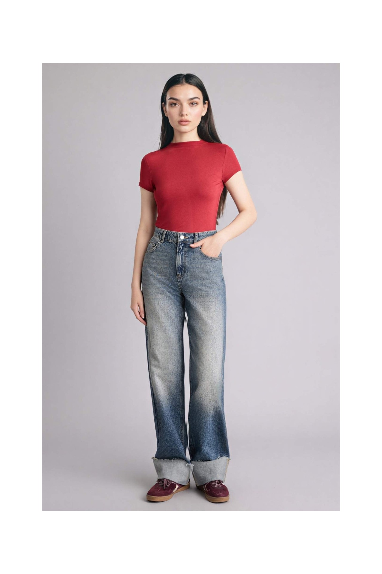 DeFacto Slim Fit Yarım Balıkçı Yaka Tişört E5906AX26SP görsel 8