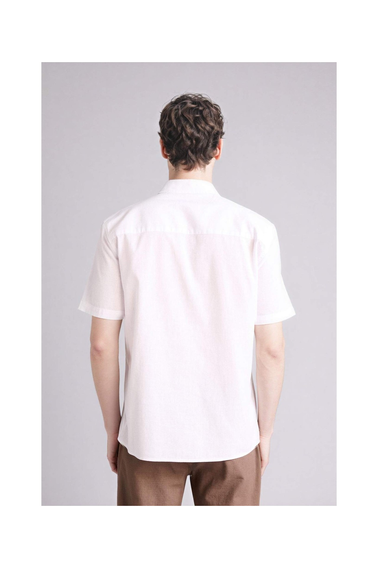 DeFacto %100 Pamuk Regular Fit Polo Yaka Kısa Kollu Kahverengi Gömlek D7551AX26SP görsel 5
