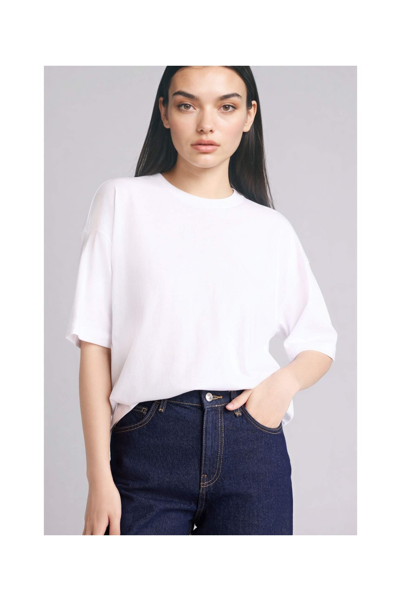 DeFacto %100 Pamuk Oversize Basic Penye Tişört C0099AX26SM