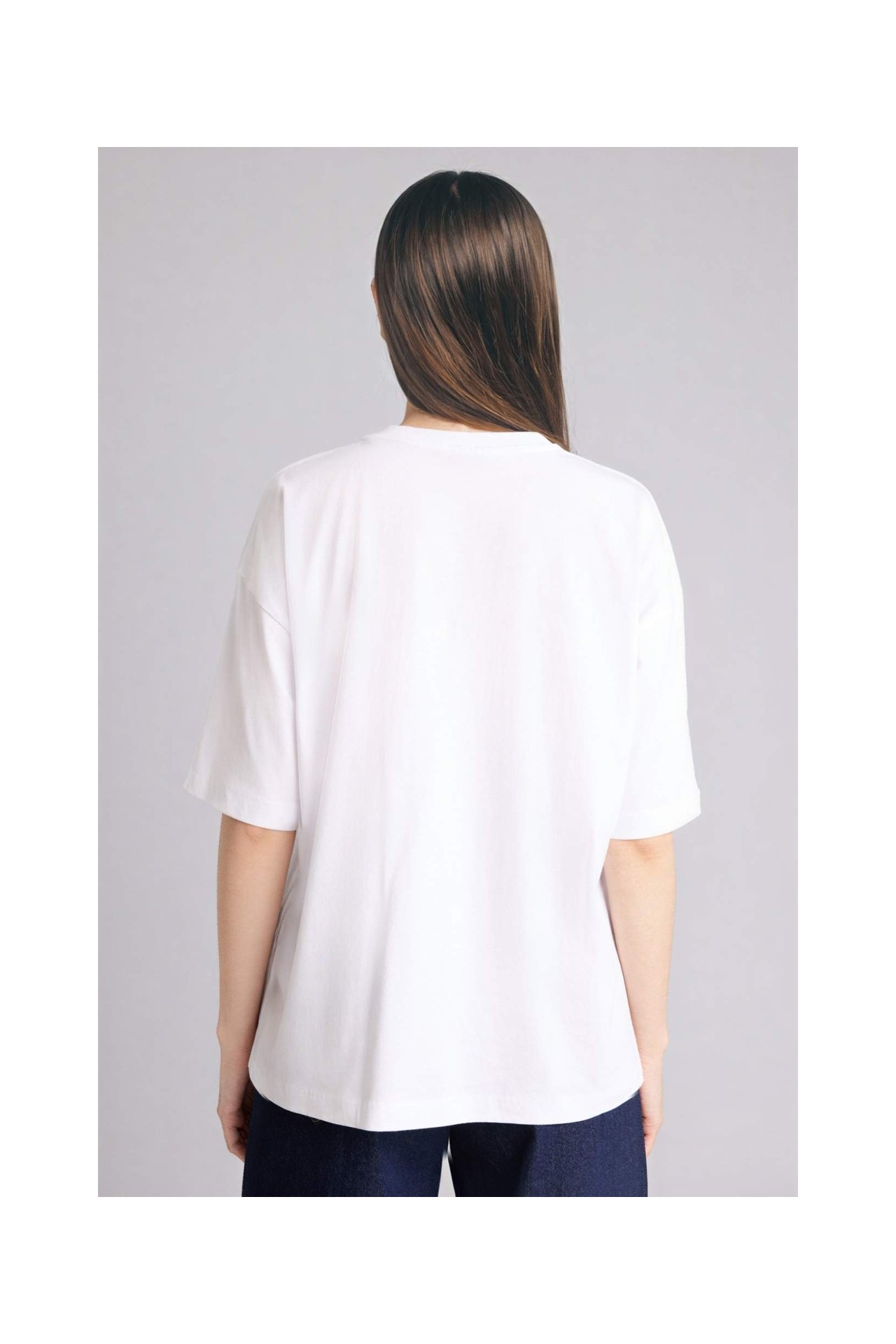 DeFacto %100 Pamuk Oversize Basic Penye Tişört C0099AX26SM görsel 5
