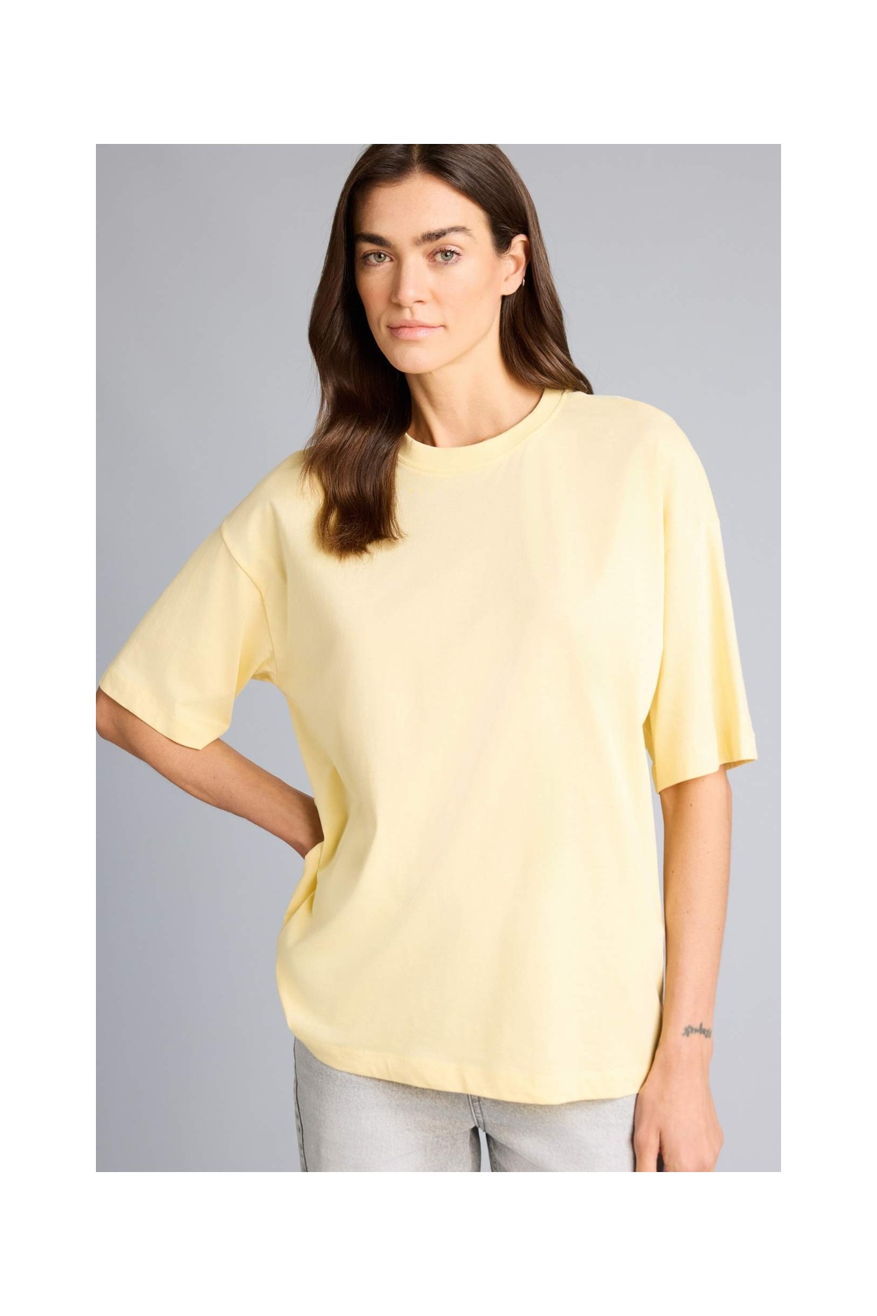 DeFacto %100 Pamuk Oversize Basic Penye Tişört C0099AX26SM görsel 6