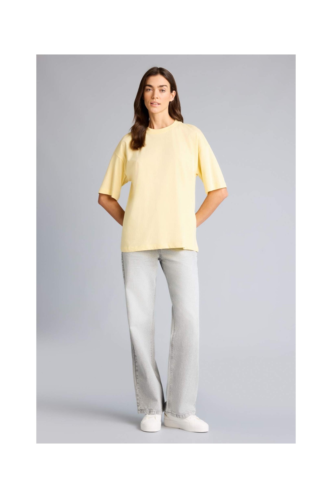DeFacto %100 Pamuk Oversize Basic Penye Tişört C0099AX26SM görsel 7