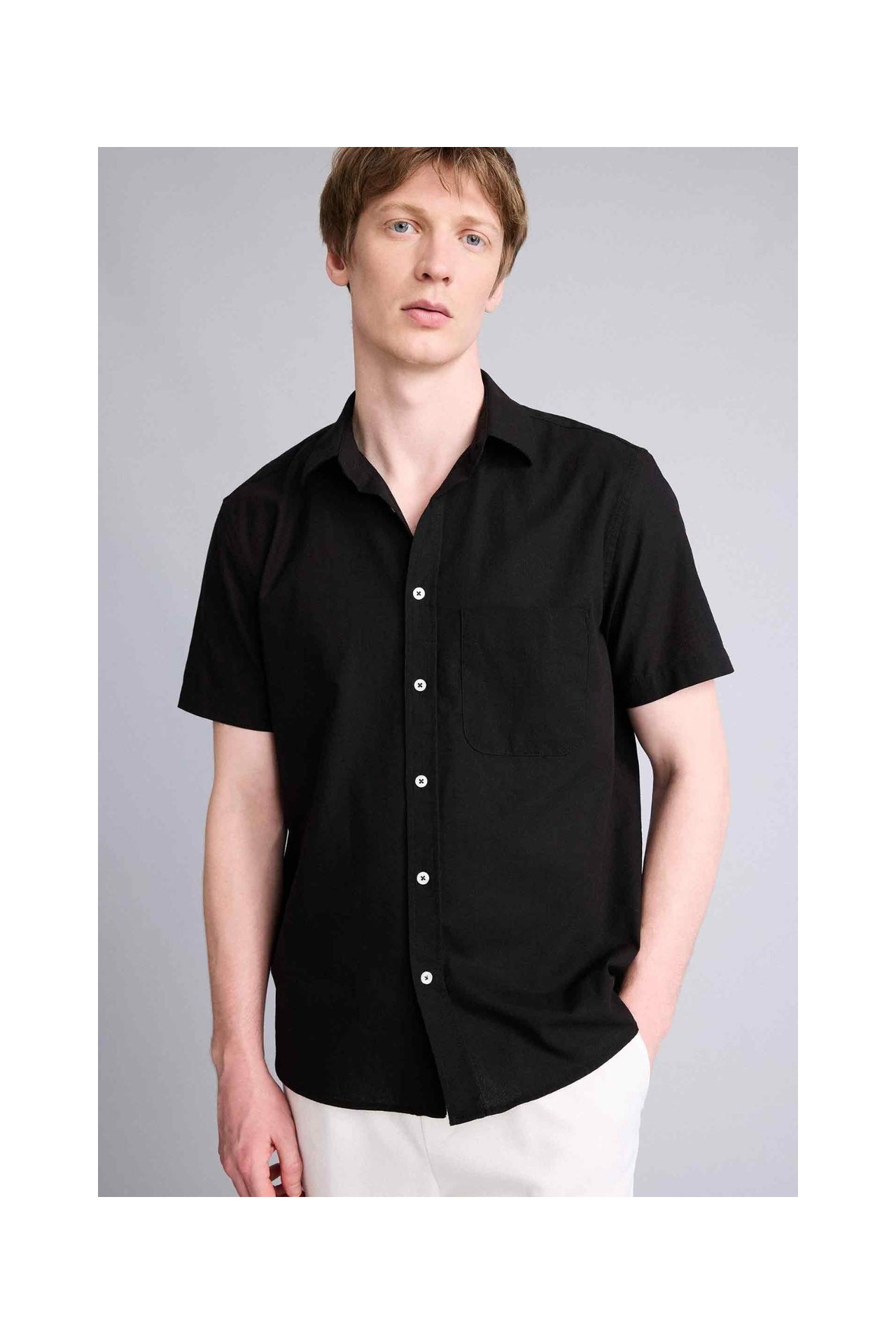 DeFacto %100 Pamuk Regular Fit Polo Yaka Kısa Kollu Kahverengi Gömlek D7551AX26SP