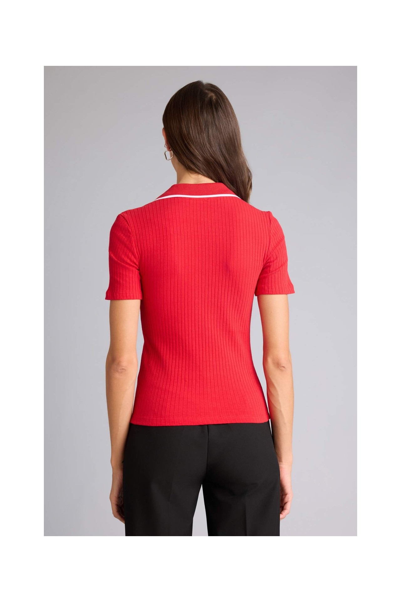 DeFacto Slim Fit Polo Yaka Fitilli Kaşkorse Tişört E5786AX26SP görsel 5