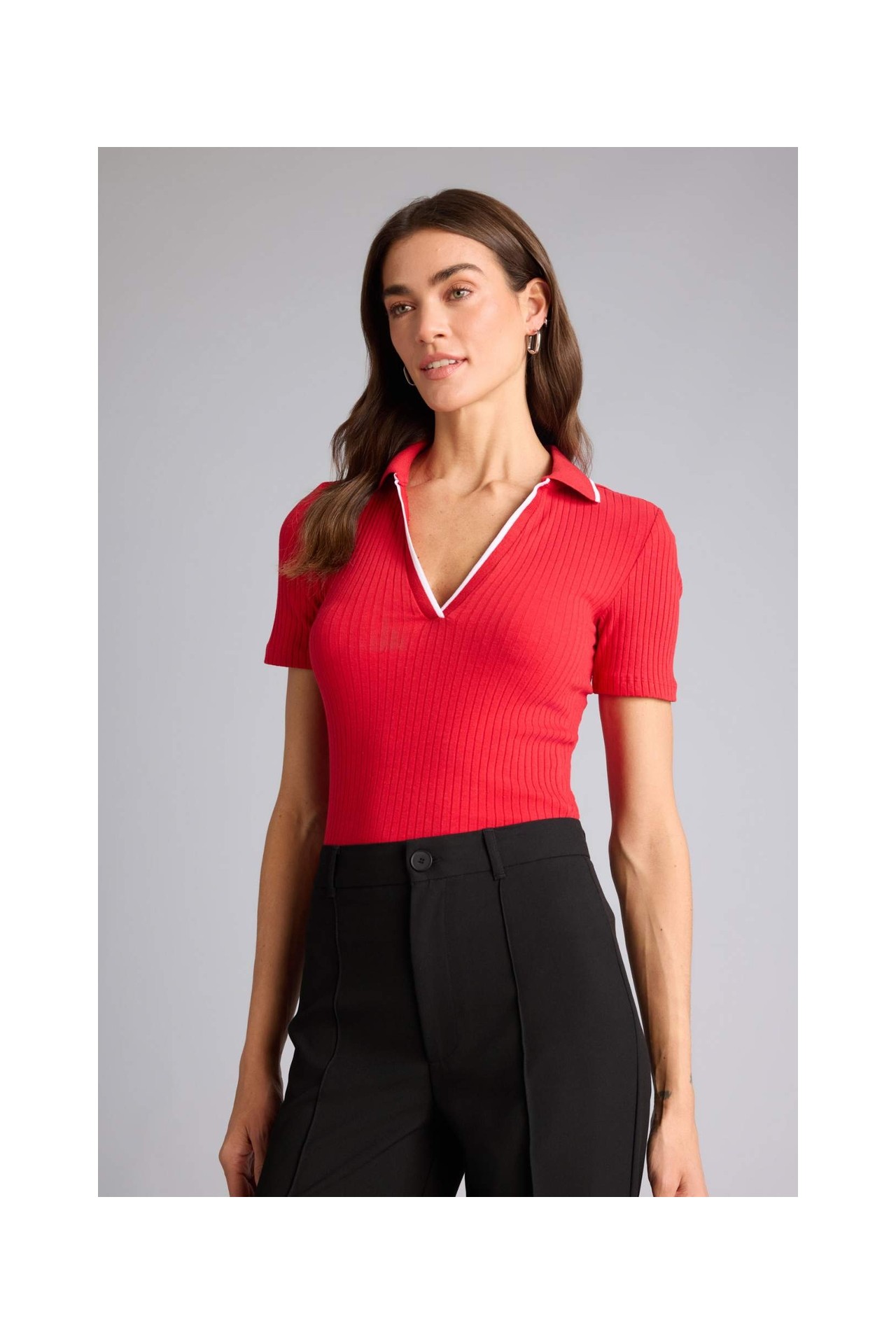 DeFacto Slim Fit Polo Yaka Fitilli Kaşkorse Kısa Kollu Polo Tişört E5786AX26SP görsel 3