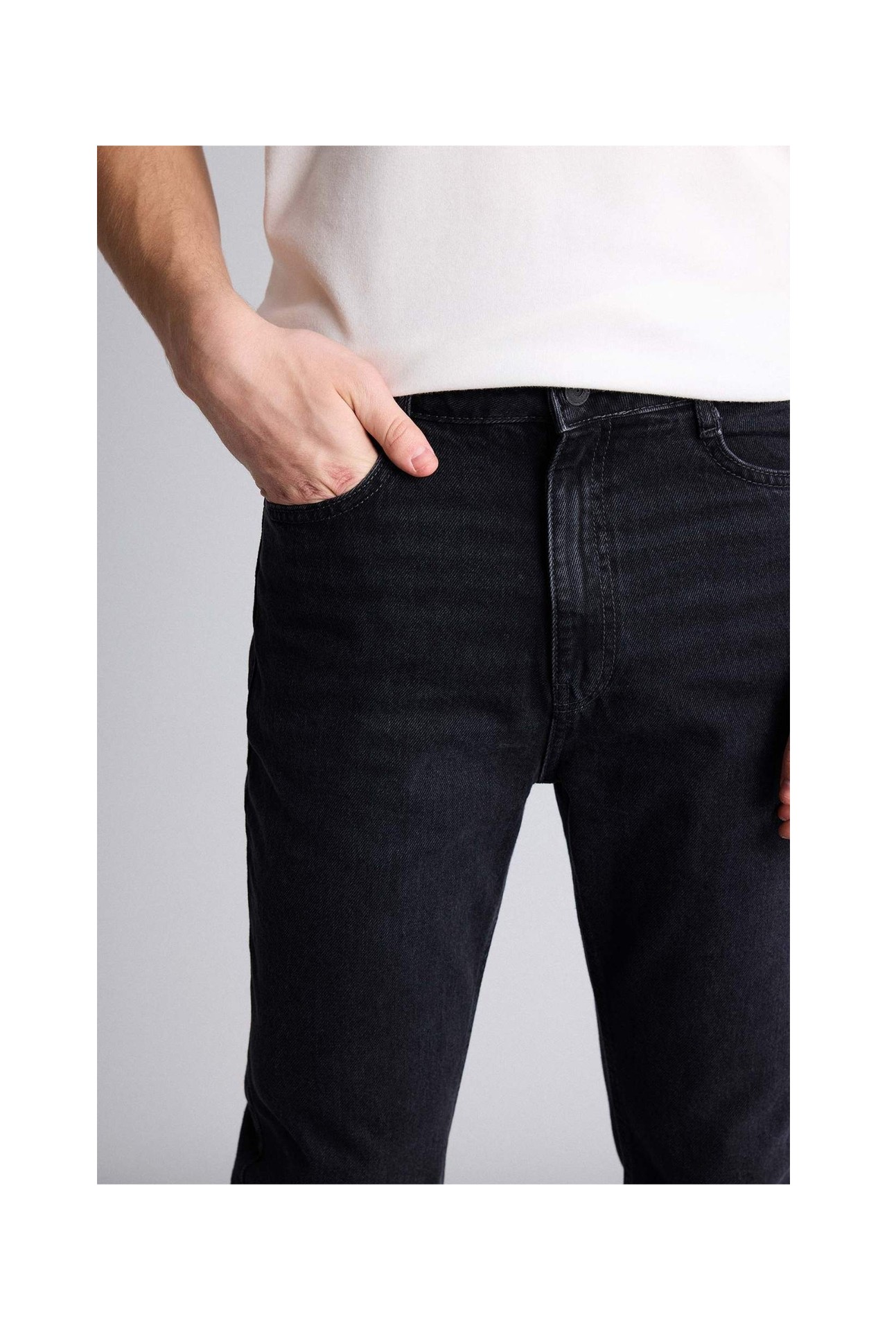 DeFacto %100 Pamuk 90's Slim Fit Dar Paça Jean Yıkamalı Pantolon D8587AX26SP görsel 5