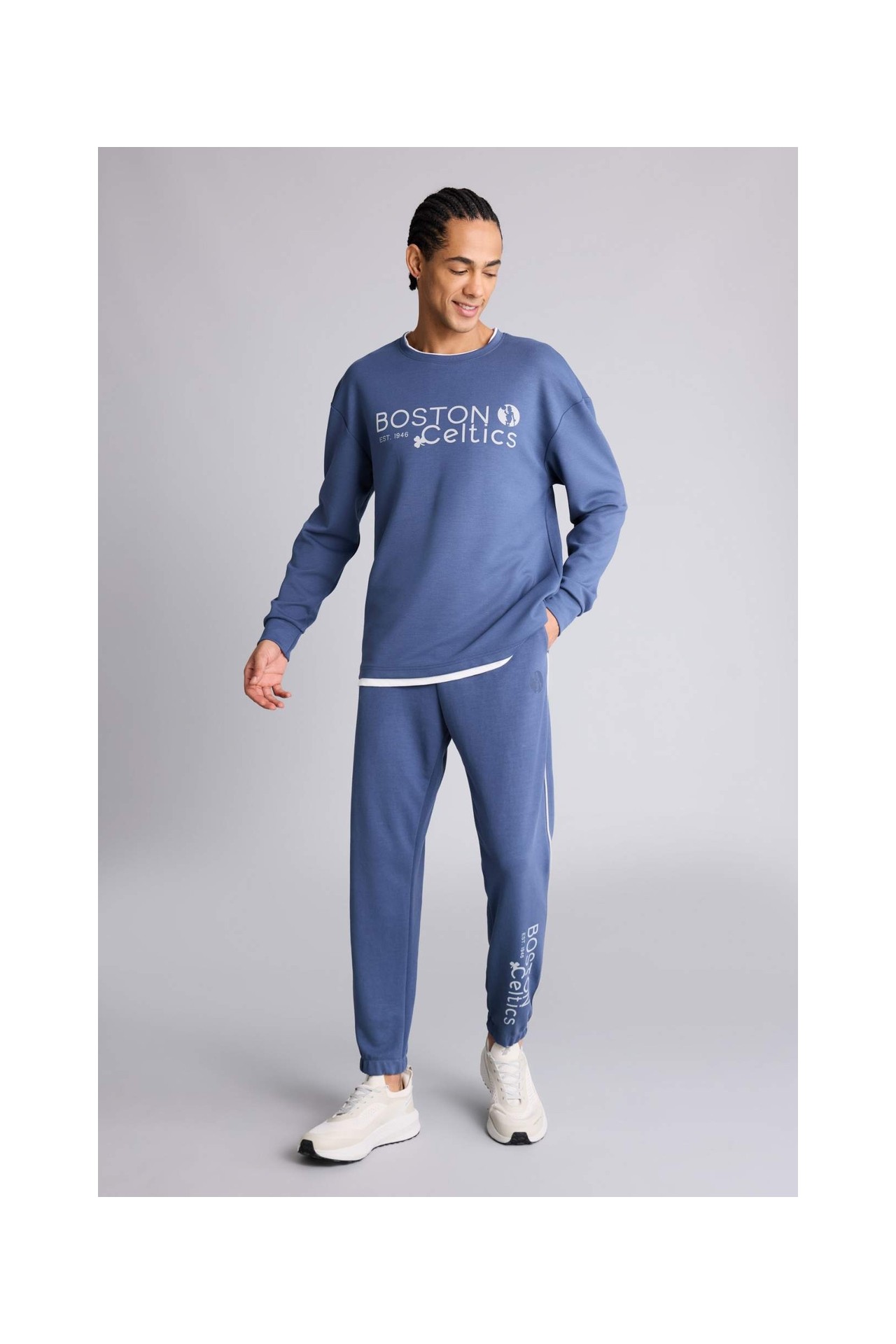 DeFacto NBA Boston Celtics Boxy Fit Bisiklet Yaka Skuba Dalgıç Kumaş Sweatshirt F6975AX26SP görsel 7