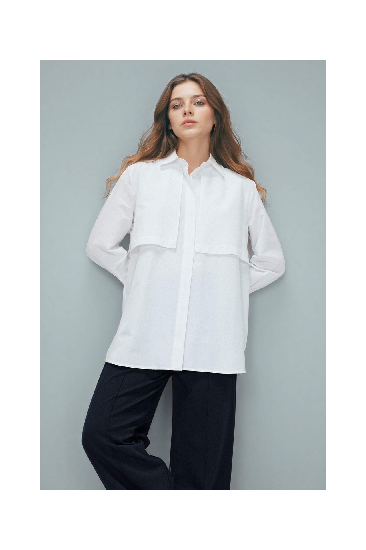 DeFacto Regular Fit Poplin Uzun Kollu Tunik G9243AX26SP görsel 3