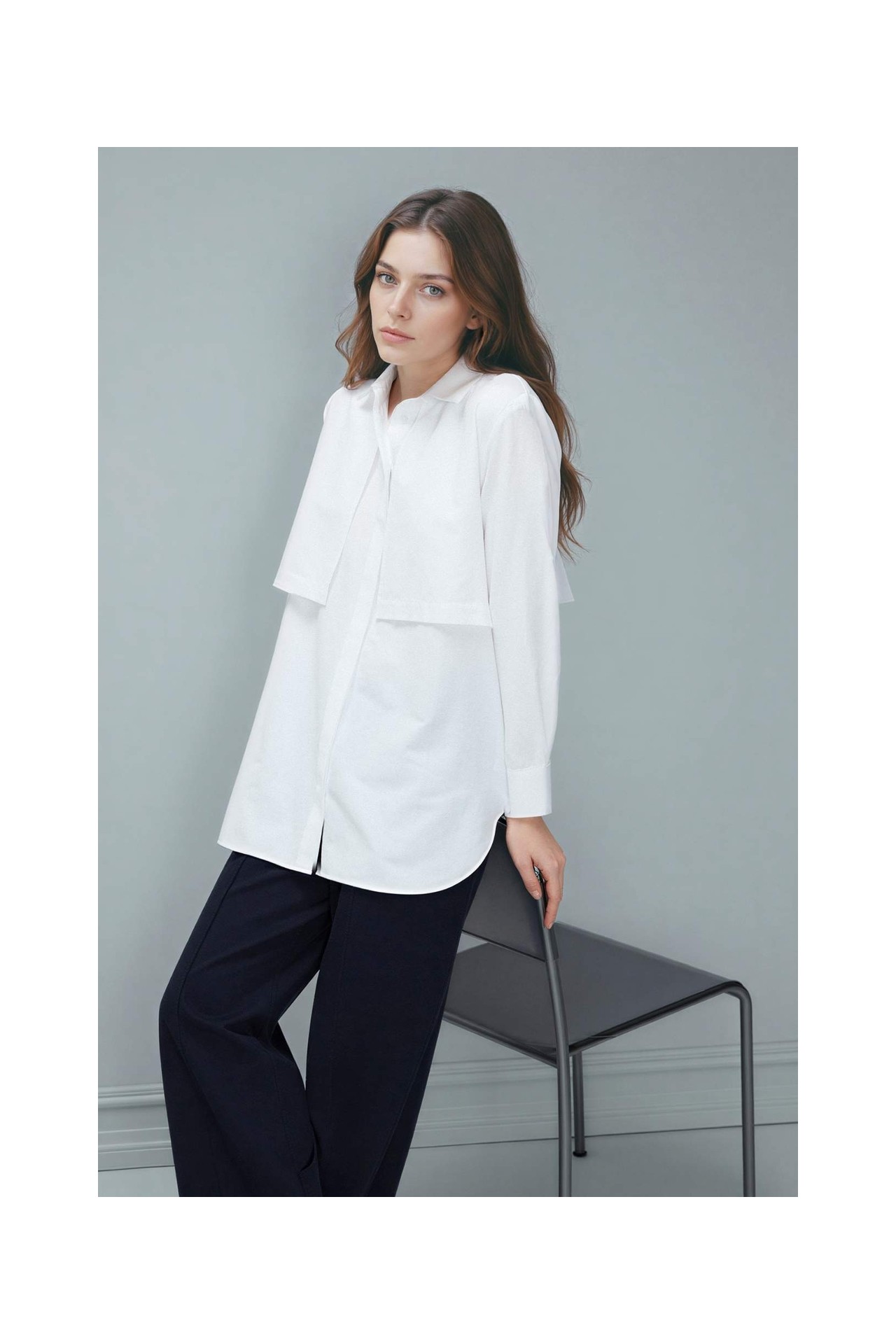 DeFacto Regular Fit Poplin Uzun Kollu Tunik G9243AX26SP görsel 4