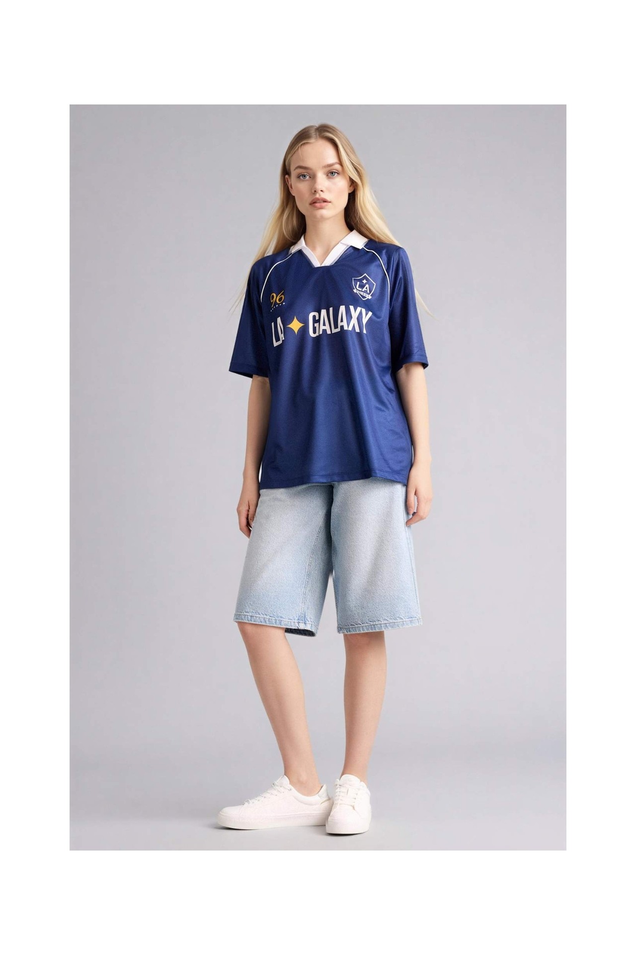 DeFacto MLS Oversize Polo Yaka Tişört G9322AX26SP görsel 6