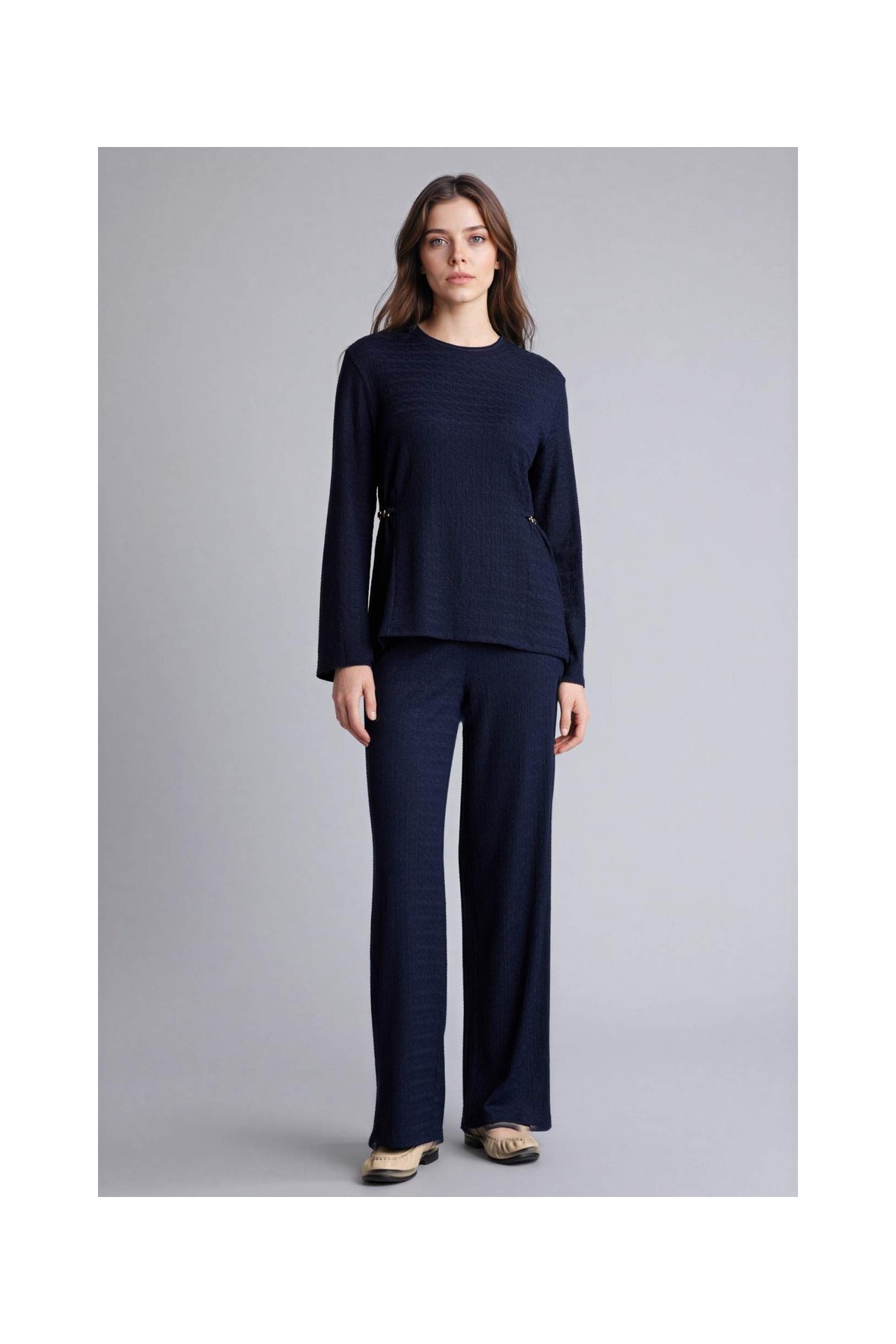 DeFacto Straight Fit Kırışık Dokulu Pantolon G2919AX26SP görsel 7