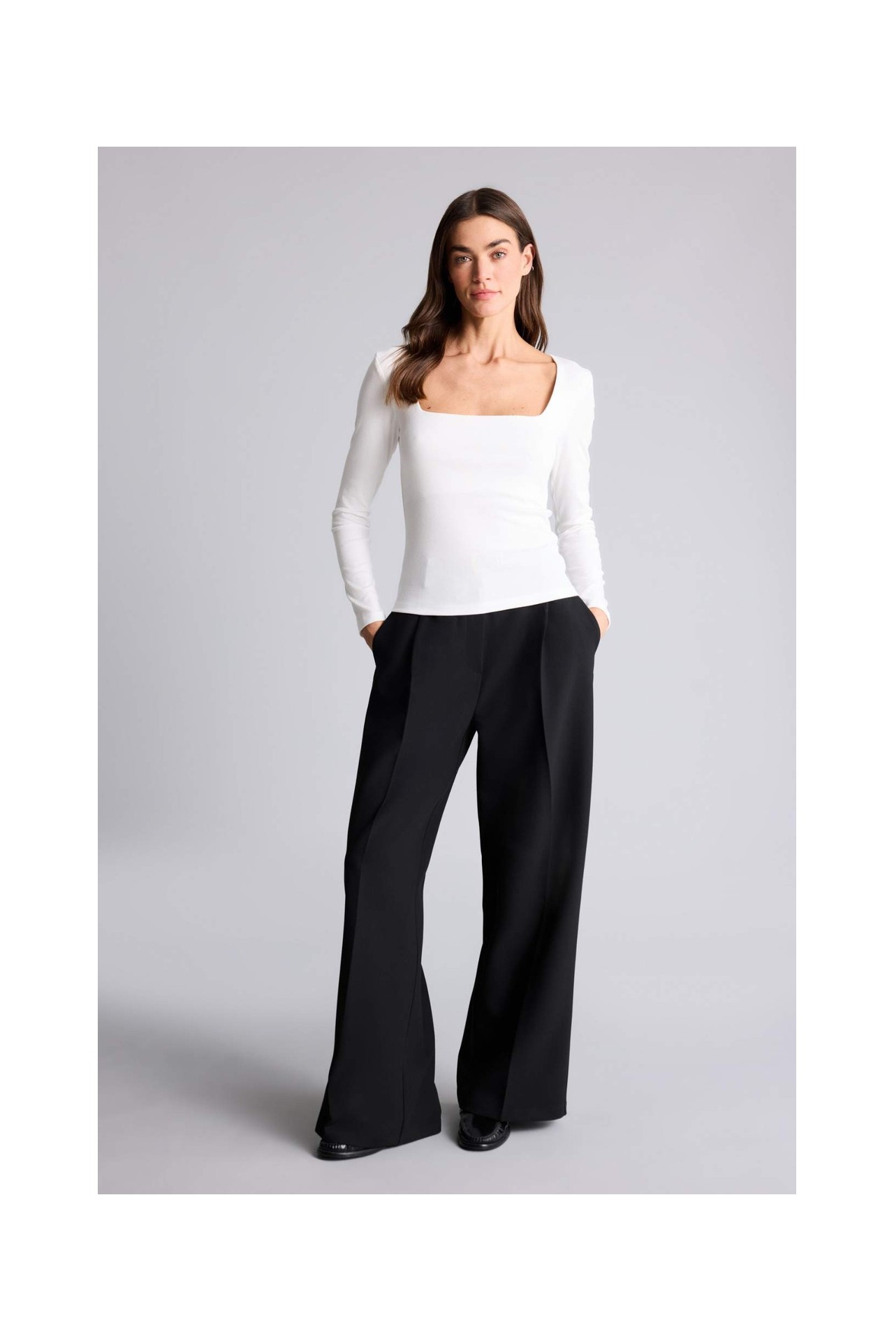 DeFacto Slim Fit Kare Yaka Basic Düz Modal Uzun Kollu Tişört G8527AX26SP görsel 2