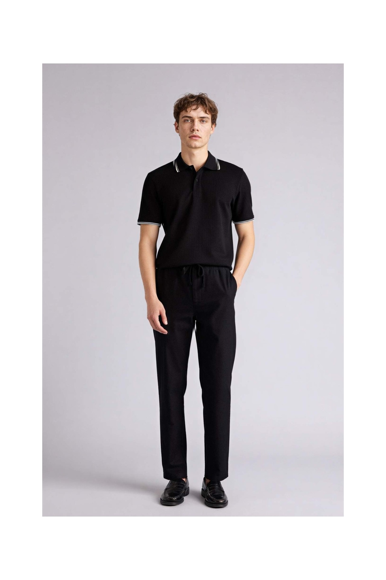 DeFacto %100 Pamuk Regular Fit Lacivert Beli Lastikli Pantolon D2671AX26SM