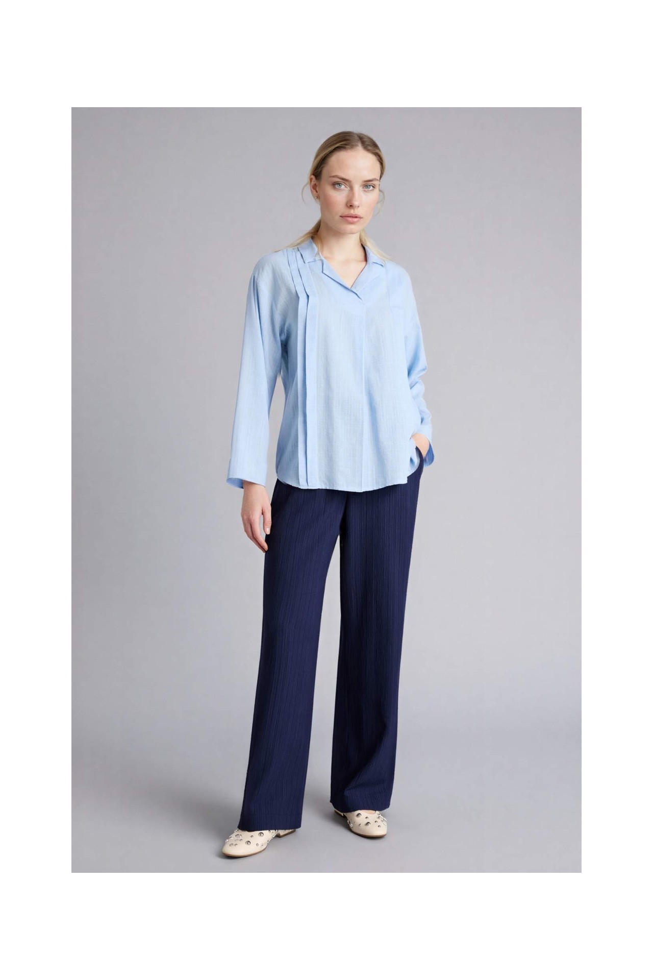 DeFacto Regular Fit Düz Paça Gofre Dokulu Pantolon H0551AX26SP görsel 2