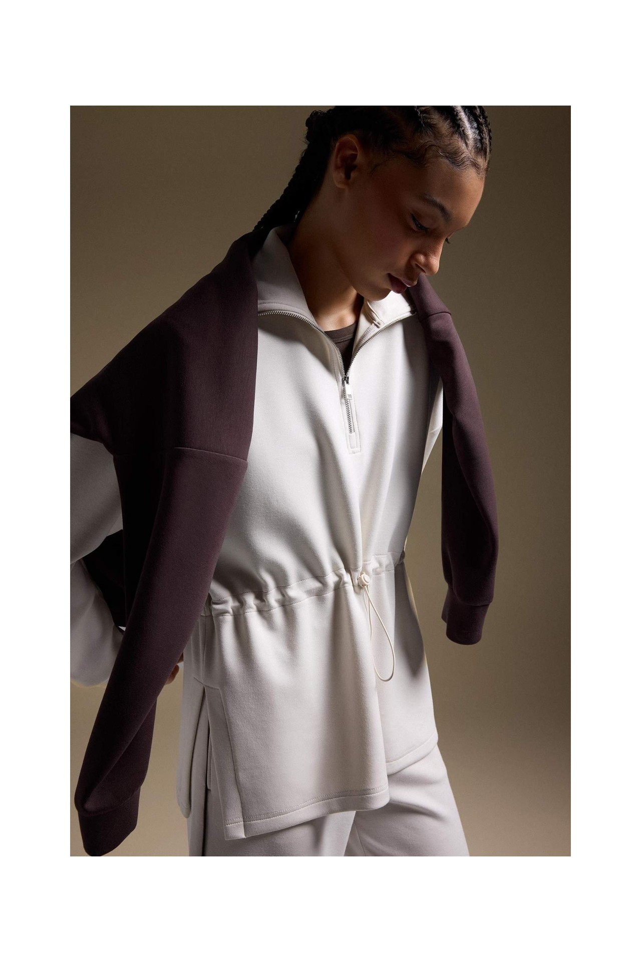 DeFacto Ultra Yumuşak Long Fit Dik Yaka Modal Sporcu Sweatshirt F9065AX26SP görsel 8