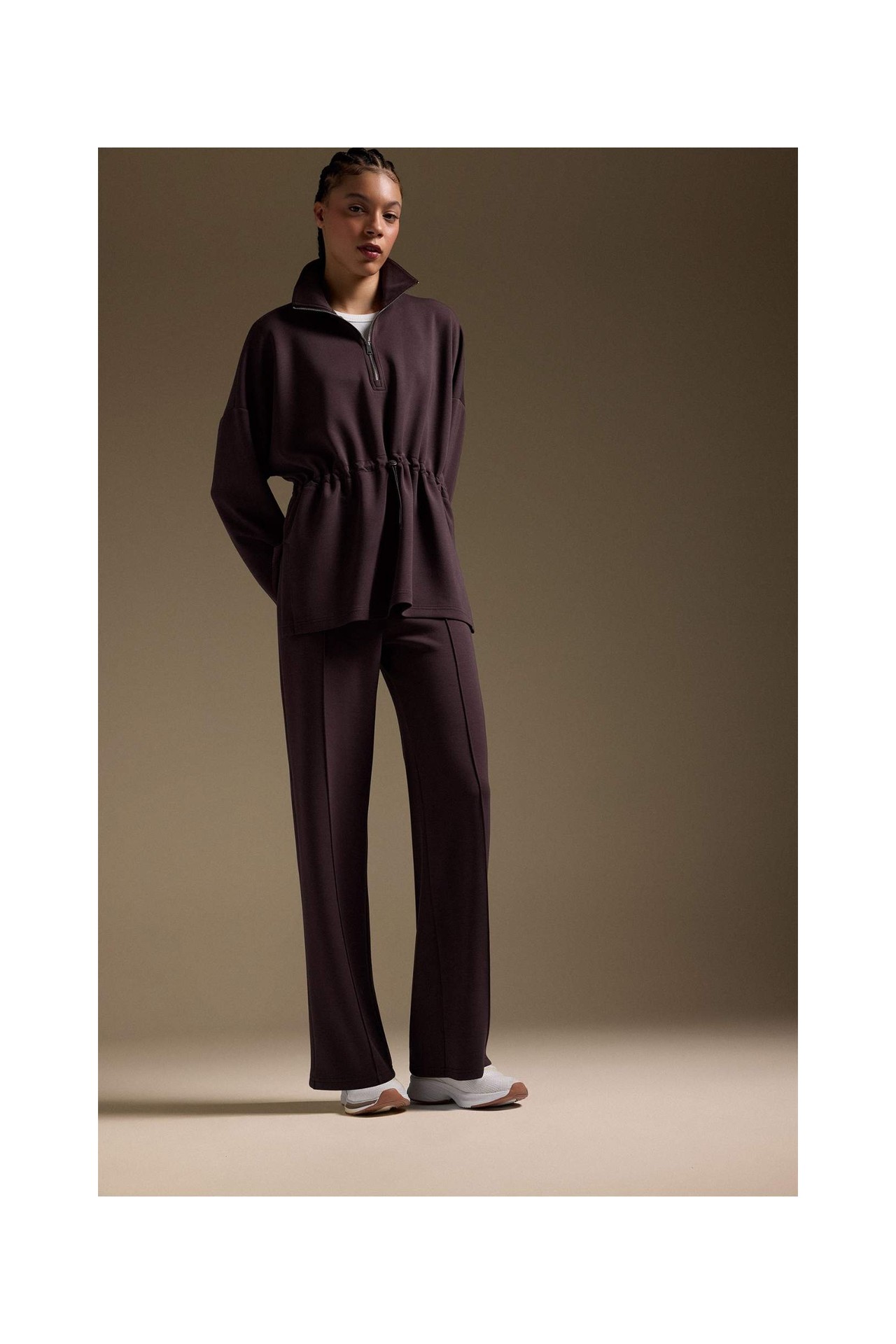 DeFacto Ultra Yumuşak Long Fit Dik Yaka Modal Sporcu Sweatshirt F9065AX26SP görsel 2
