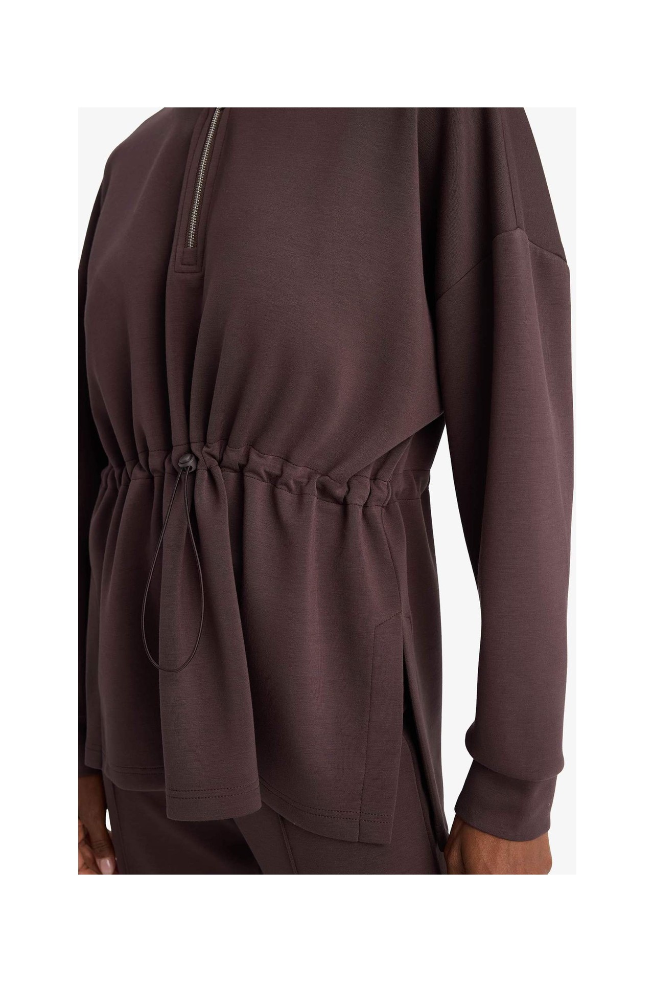 DeFacto Ultra Yumuşak Long Fit Dik Yaka Modal Sporcu Sweatshirt F9065AX26SP görsel 6