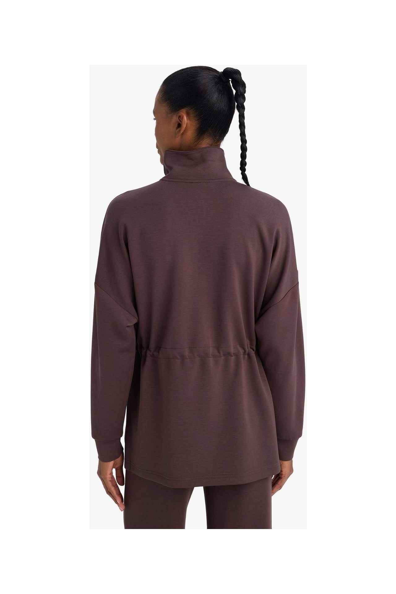 DeFacto Ultra Yumuşak Long Fit Dik Yaka Modal Sporcu Sweatshirt F9065AX26SP görsel 7